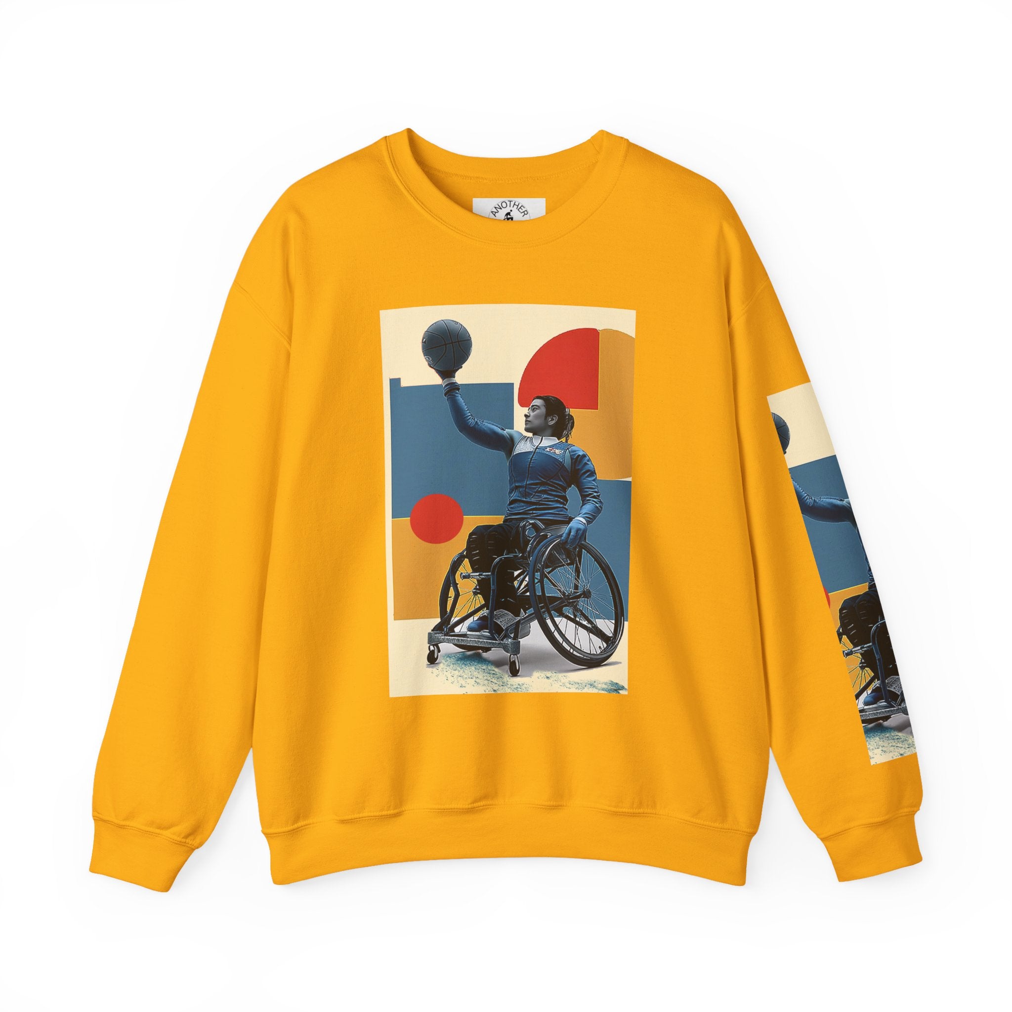 Inclusive WheelChair Basket Sports Themed Sweatshirt for Empowerment, Unisex Heavy Blend Crewneck, Inspirational Gift for Activists