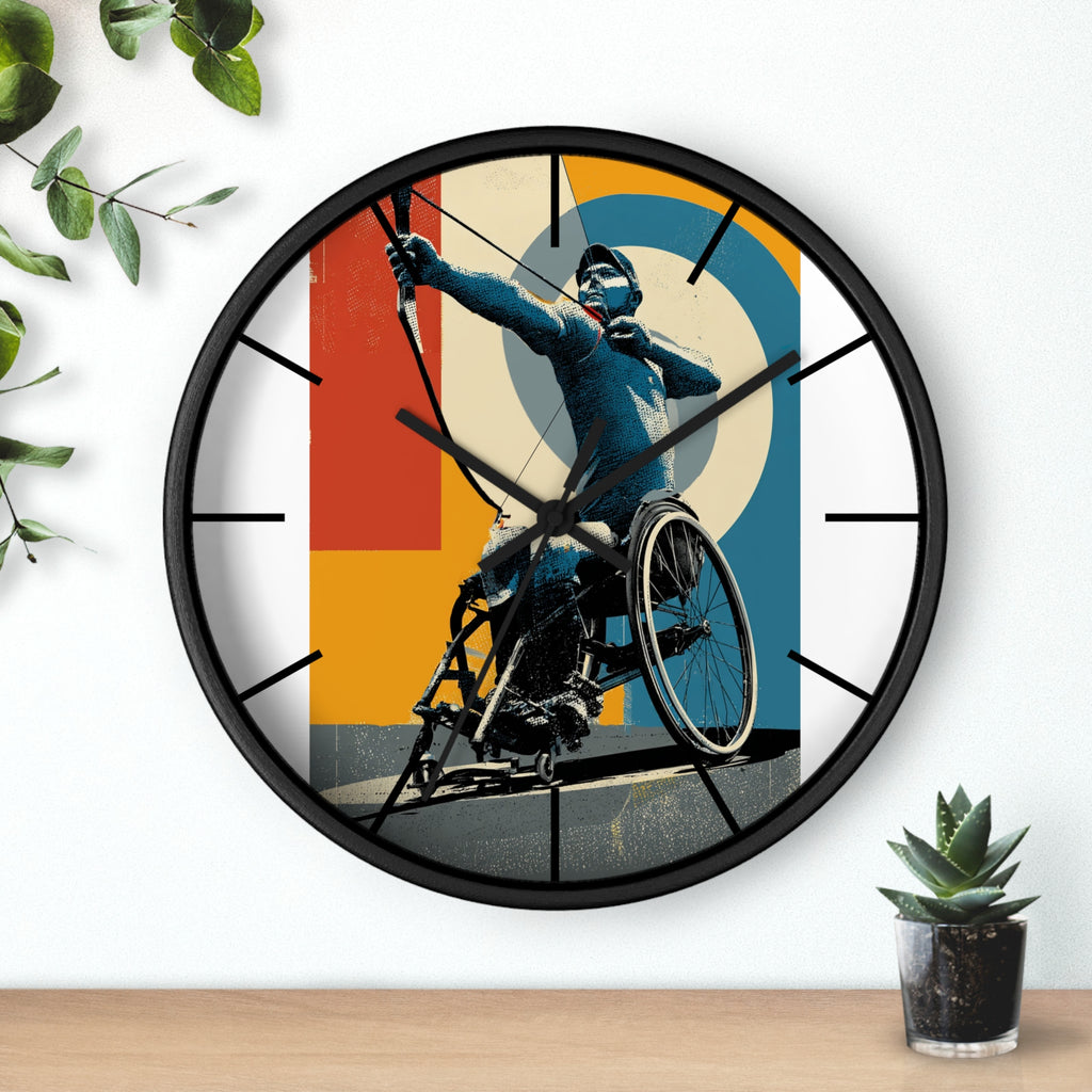 Motivational Sports Archery Wall Clock, Inspirational Decor for Athletes, Fitness Gift, Perfect for Home Gym, Competition, or Office