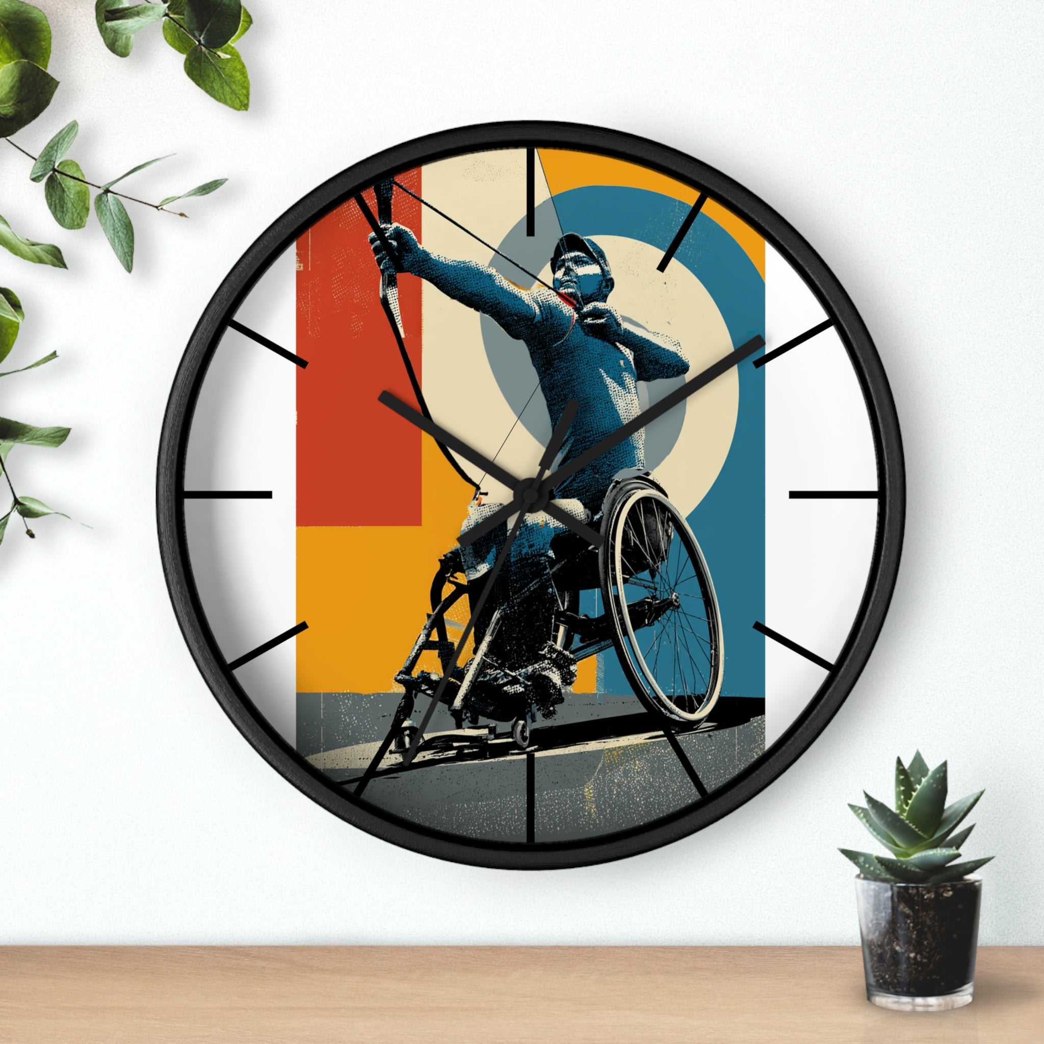 Motivational Sports Archery Wall Clock, Inspirational Decor for Athletes, Fitness Gift, Perfect for Home Gym, Competition, or Office
