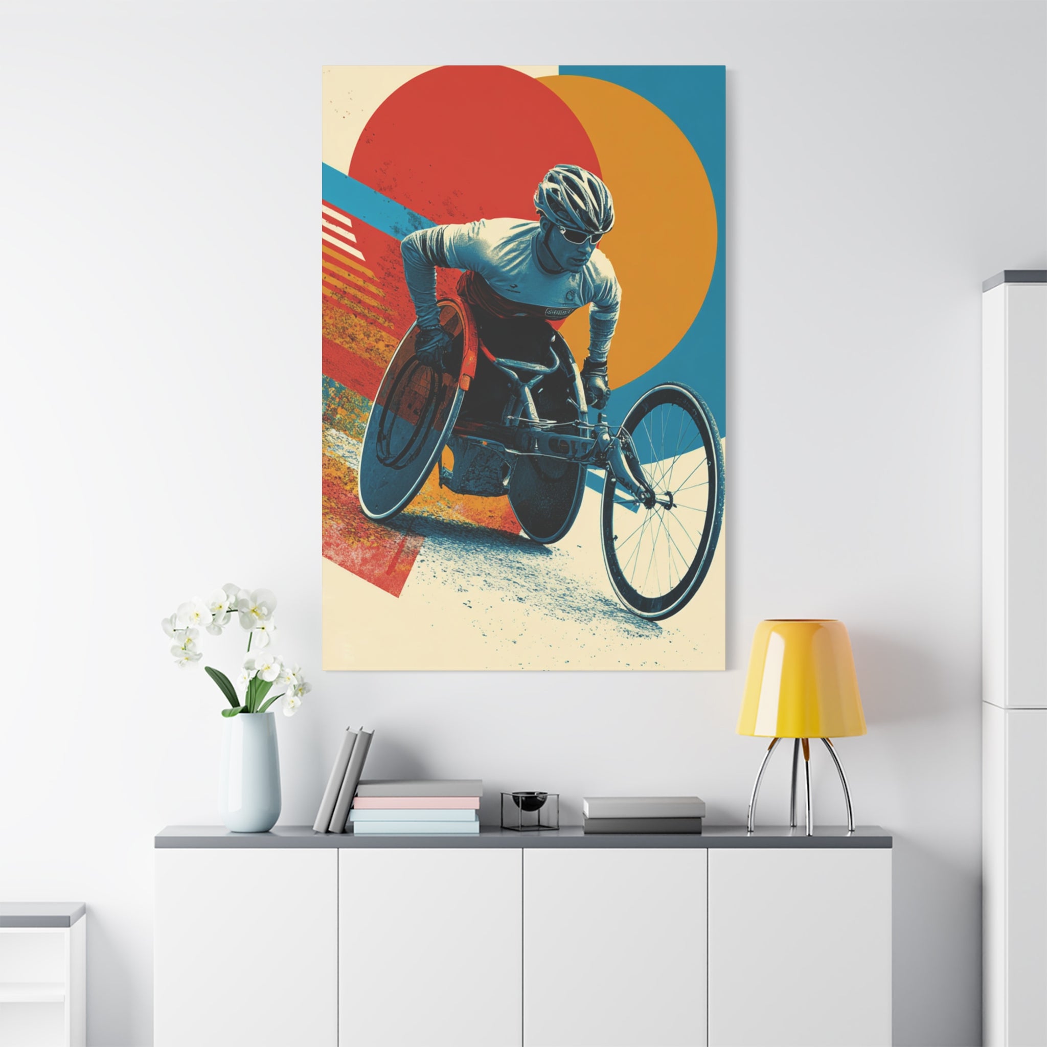Vibrant Wheelchair Course Canvas Art, Motivational Wall Decor, Sports Inspiration, Gift for Athletes, Home Gym Decor