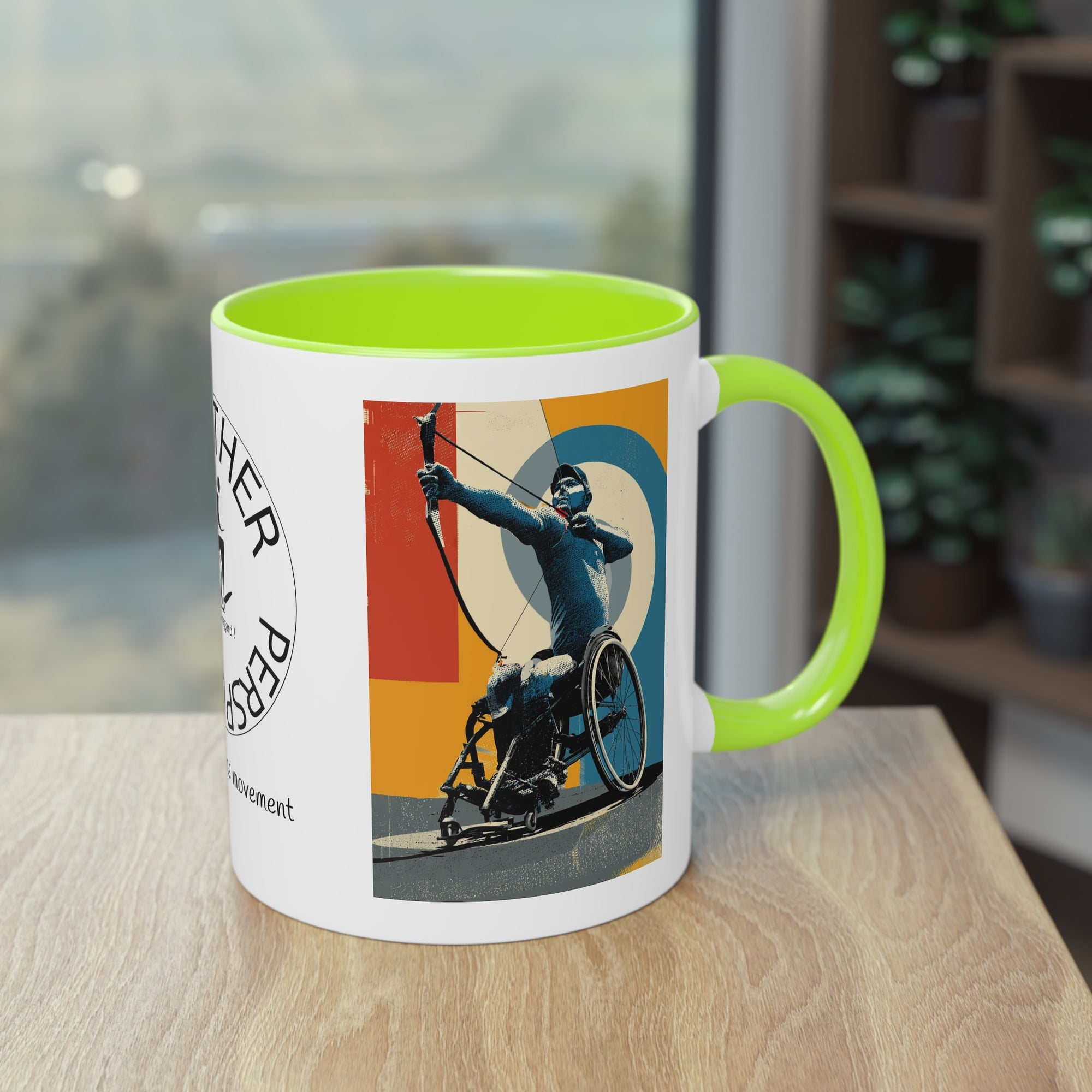 Dynamic Two-Tone Coffee Mug Archery,  Ideal Gift for Athletes, Motivational Morning Caffeine Boost, Sports Lover Cup