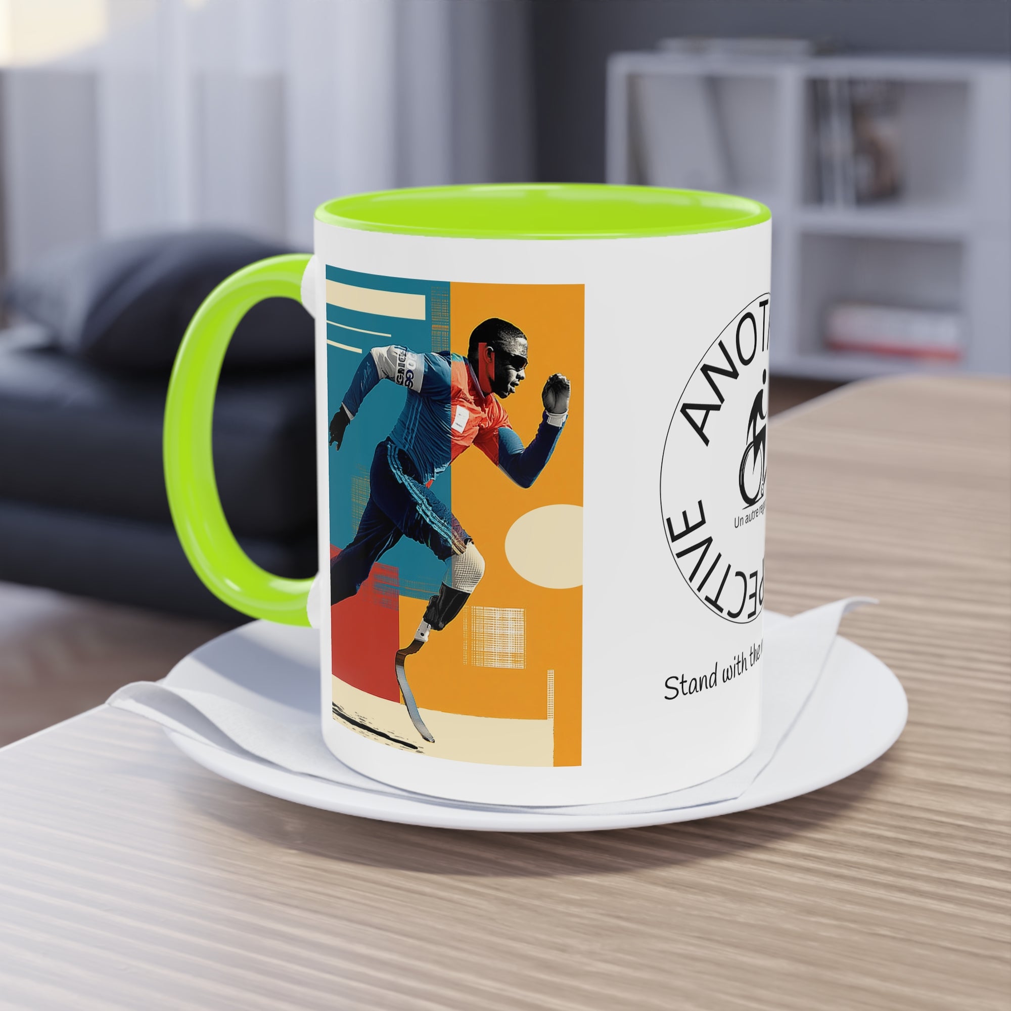 Dynamic Two-Tone Coffee Mug Course, Drinkware, Ideal Gift for Athletes, Motivational Morning Caffeine Boost, Sports Lover Cup