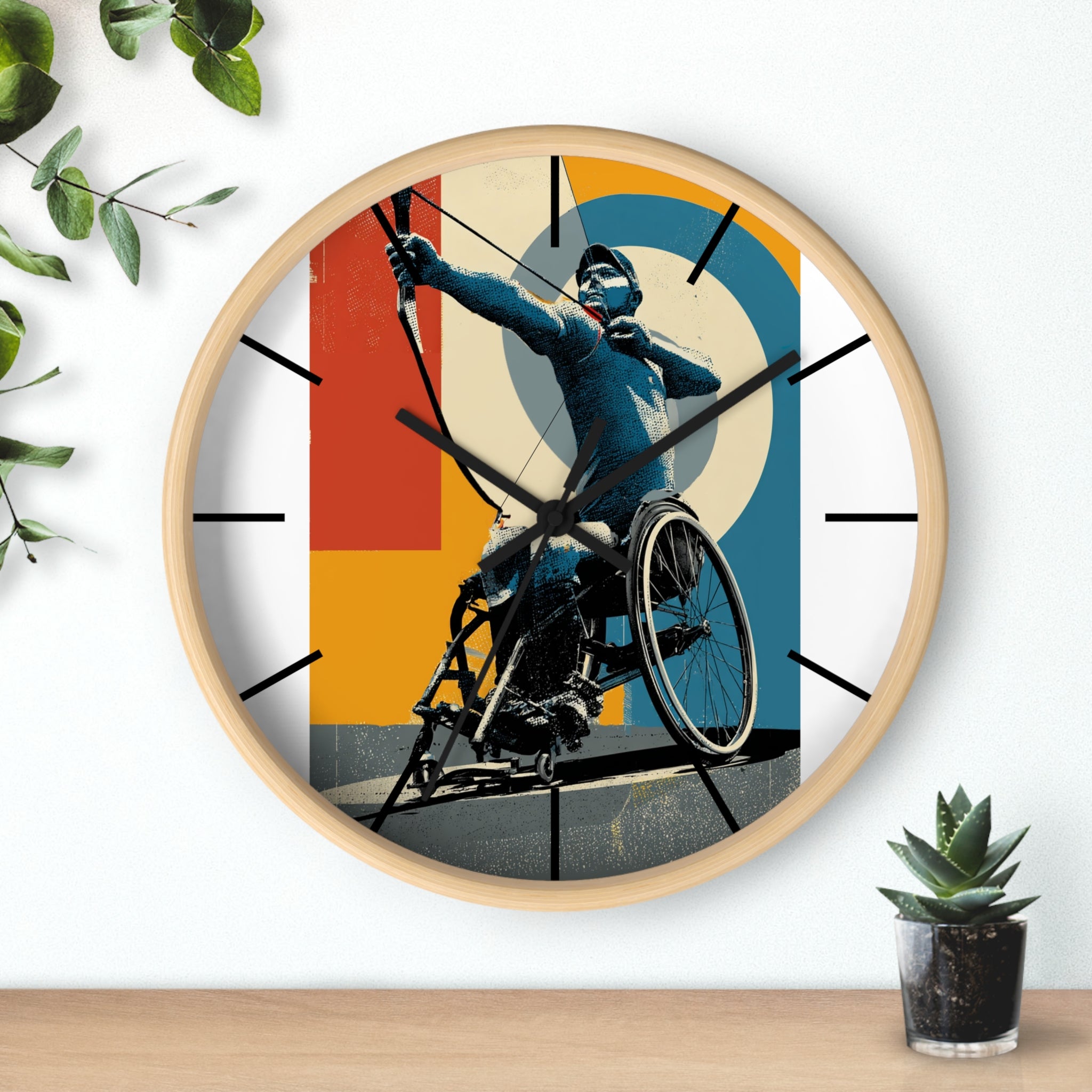 Motivational Sports Archery Wall Clock, Inspirational Decor for Athletes, Fitness Gift, Perfect for Home Gym, Competition, or Office