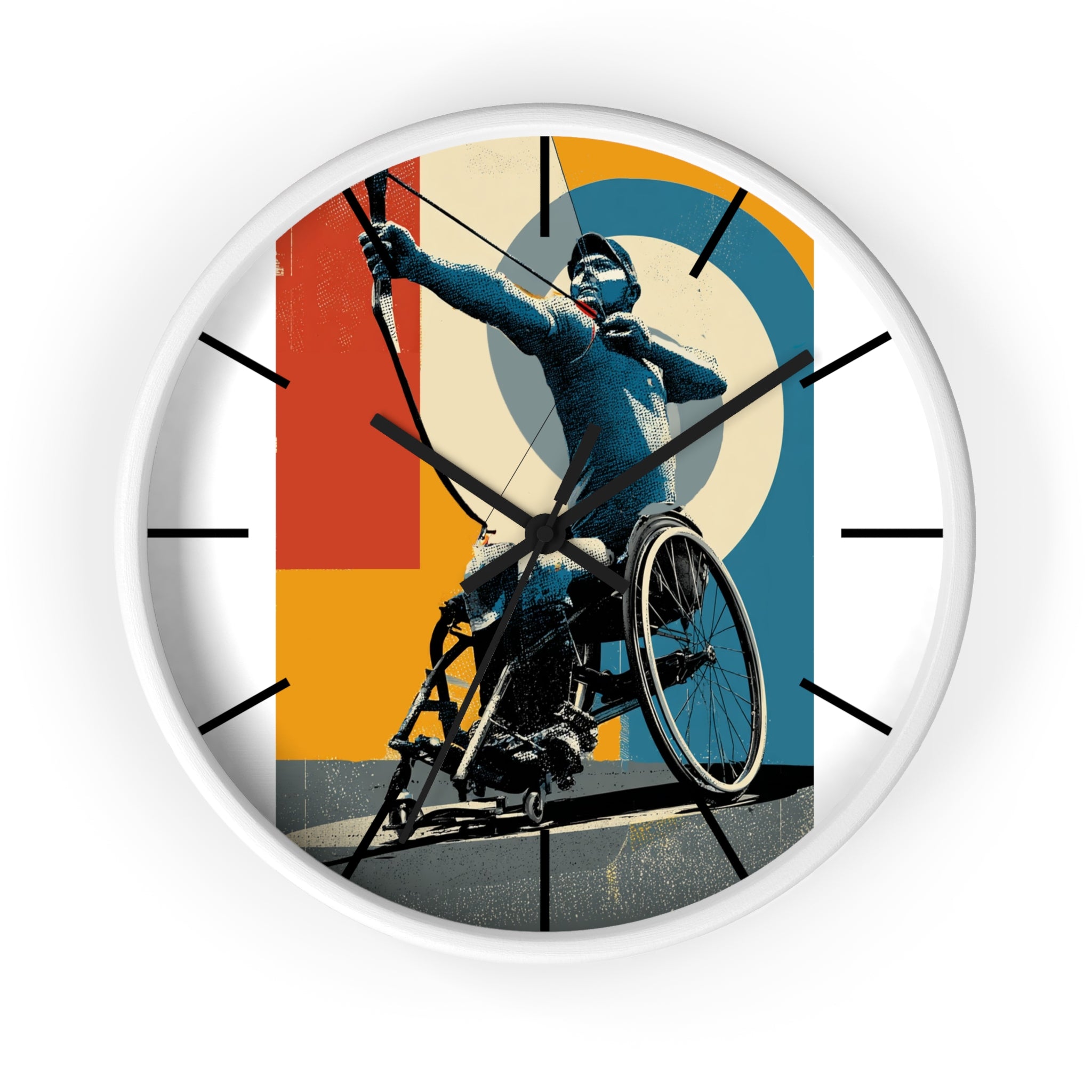 Motivational Sports Archery Wall Clock, Inspirational Decor for Athletes, Fitness Gift, Perfect for Home Gym, Competition, or Office