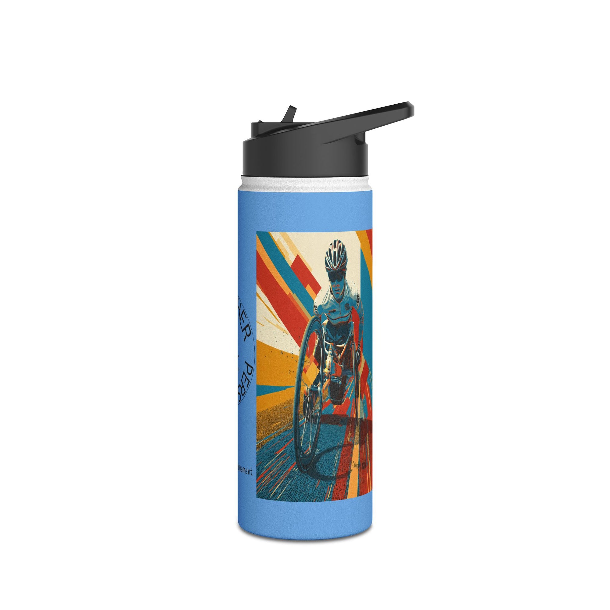 Colorful Stainless Steel Water Bottle – Para-sport Wheelchair Course Design, Eco-Friendly Hydration, Gift Idea for All Athletes, Travel Mug, Fitness Accessory
