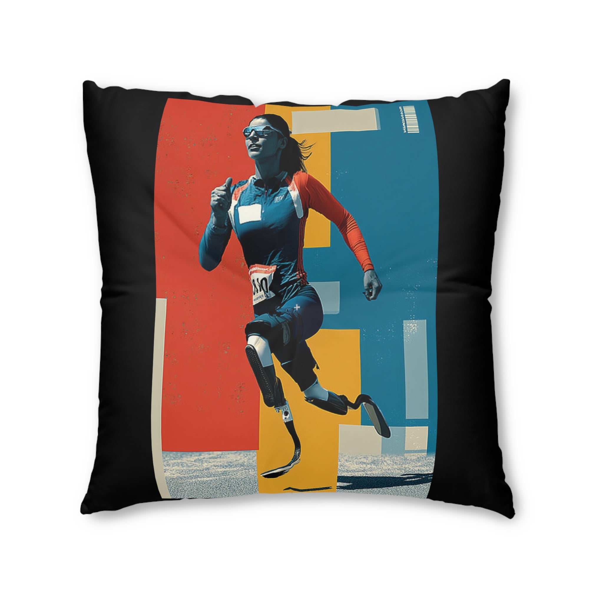 Dynamic Tufted Floor Pillow, Sports Course Decor, Active Lifestyle Cushion, Athlete Gift, Home Accent, Modern Throw Pillow