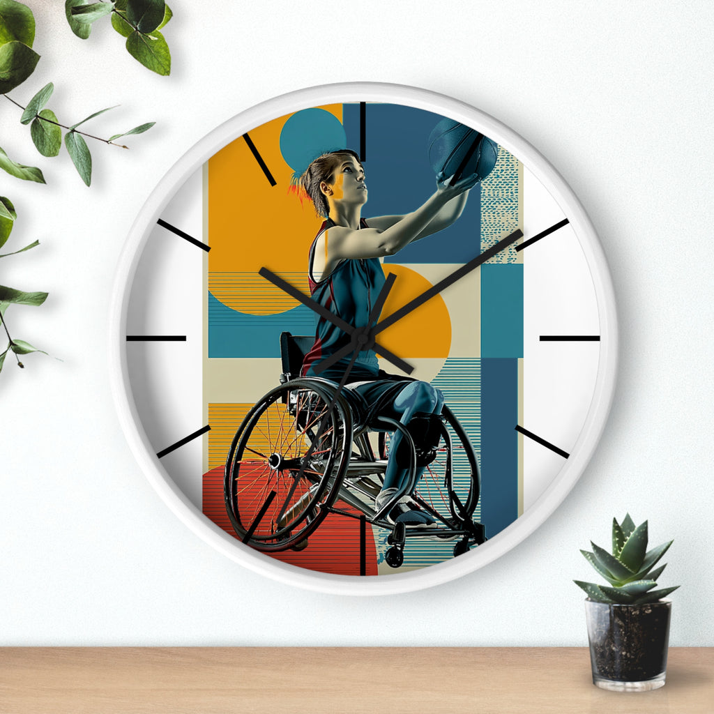 Motivational Sports Basket Wall Clock, Inspirational Decor for Athletes, Fitness Gift, Perfect for Home Gym, Competition, or Office