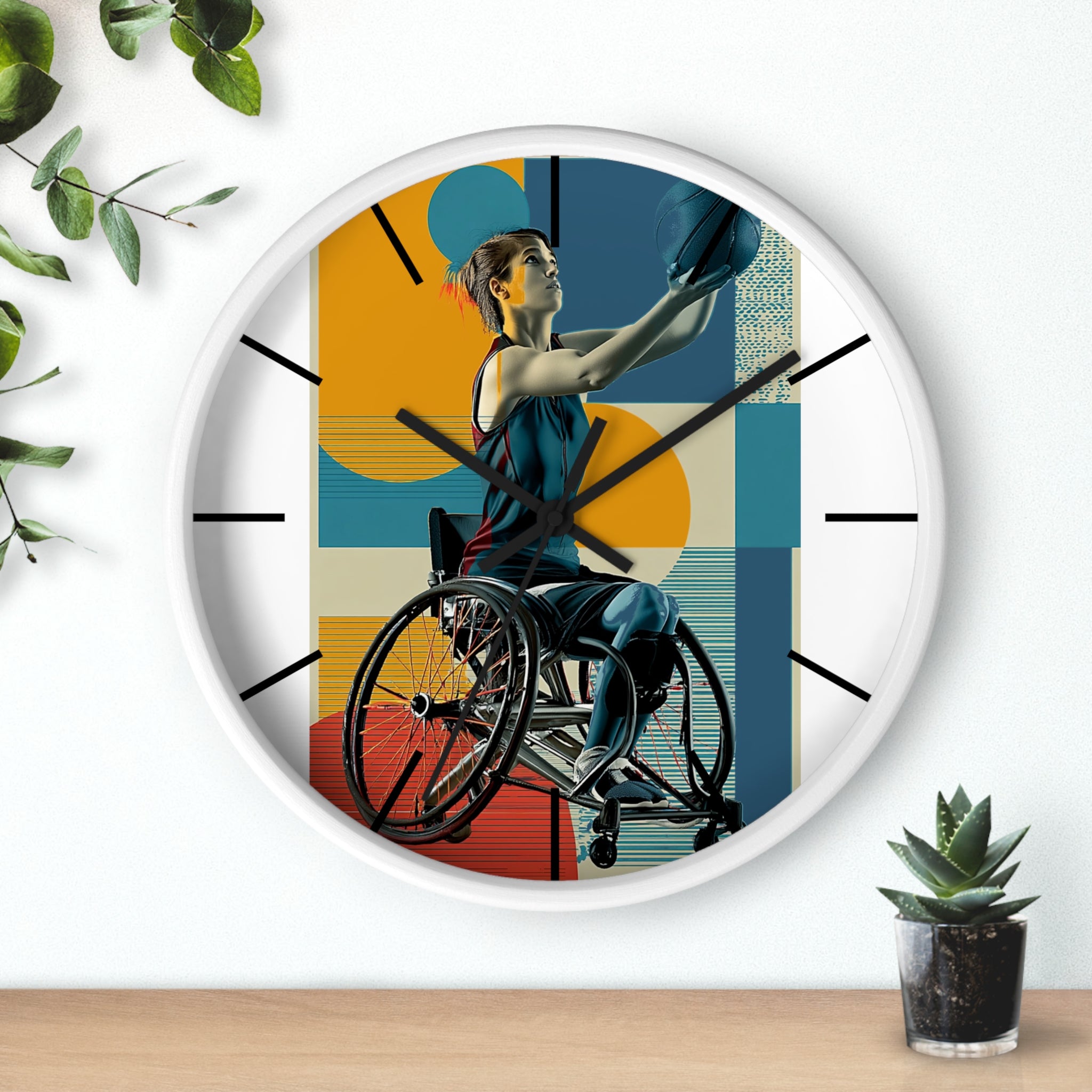 Motivational Sports Basket Wall Clock, Inspirational Decor for Athletes, Fitness Gift, Perfect for Home Gym, Competition, or Office