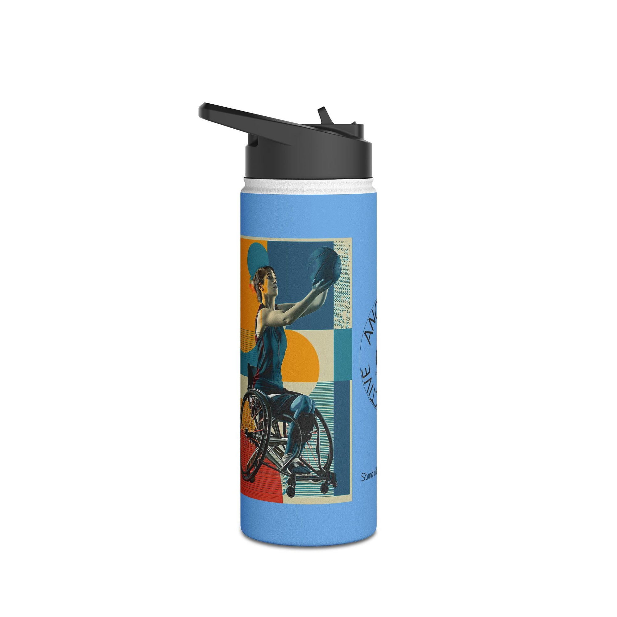 Colorful Stainless Steel Water Bottle – Para-sport Design, Eco-Friendly Hydration, Gift Idea for All Athletes, Travel Mug, Fitness Accessory