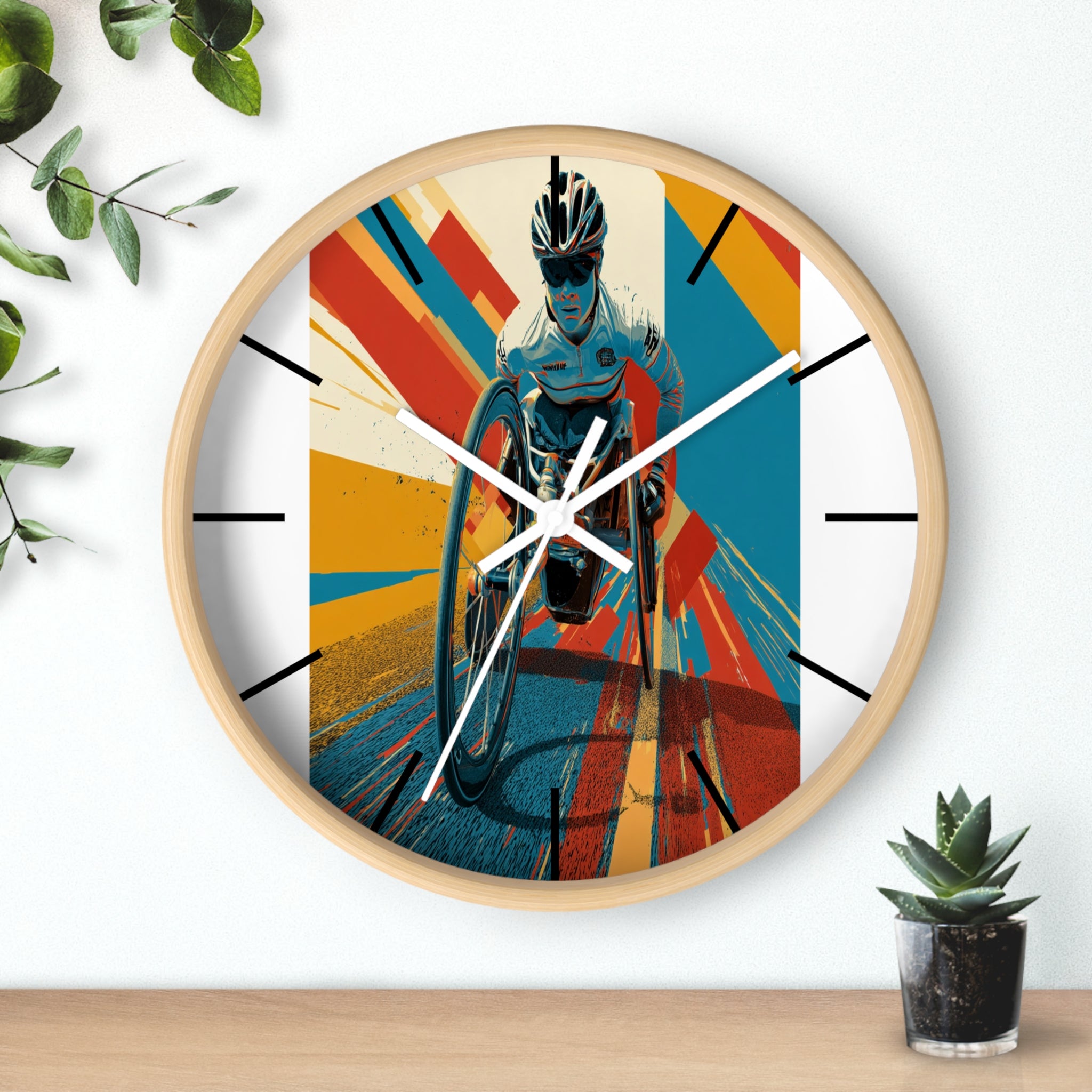 Motivational Sports Wheelchair Wall Clock, Inspirational Decor for Athletes, Fitness Gift, Perfect for Home Gym, Competition, or Office