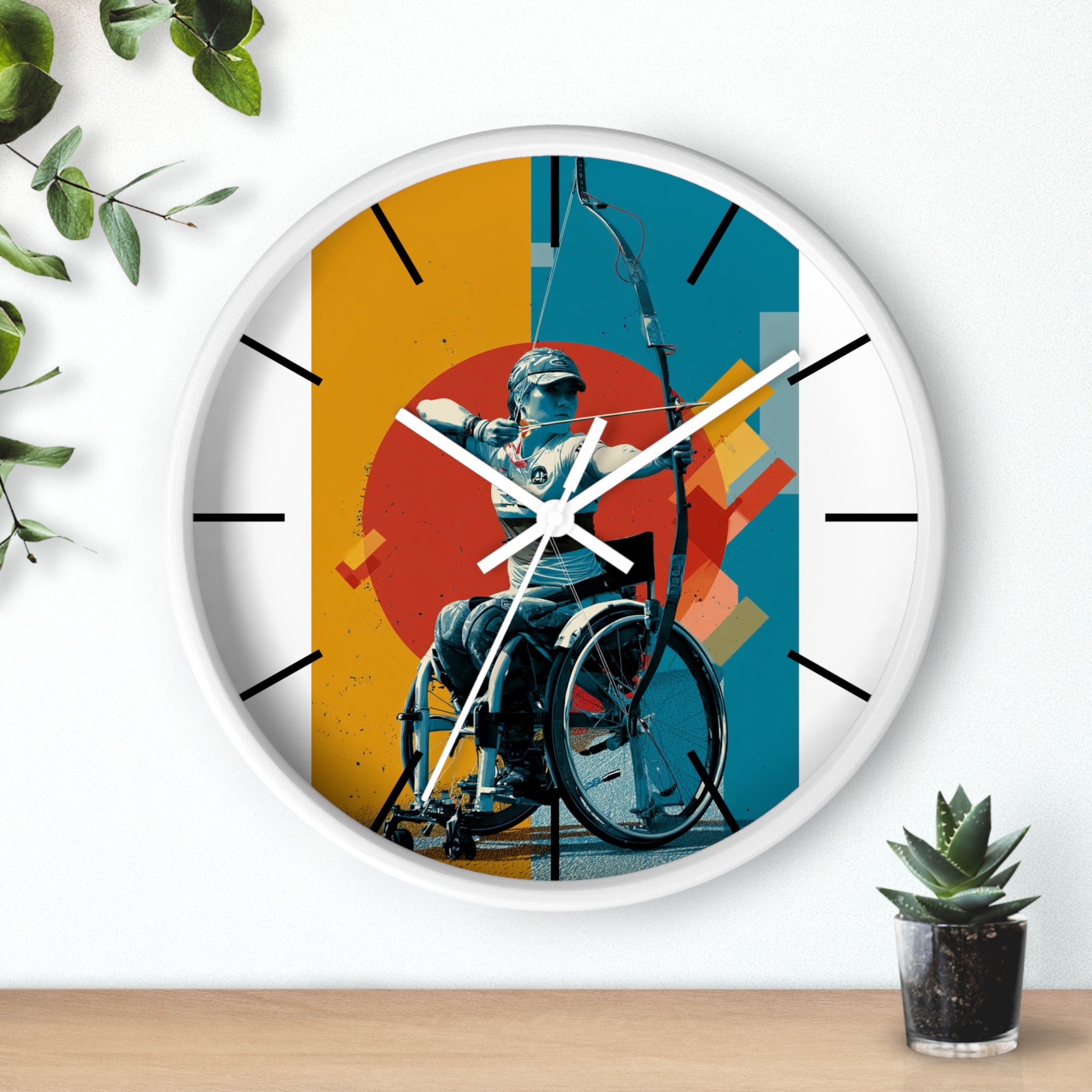 Motivational Sports Archery Wall Clock, Inspirational Decor for Athletes, Fitness Gift, Perfect for Home Gym, Competition, or Office