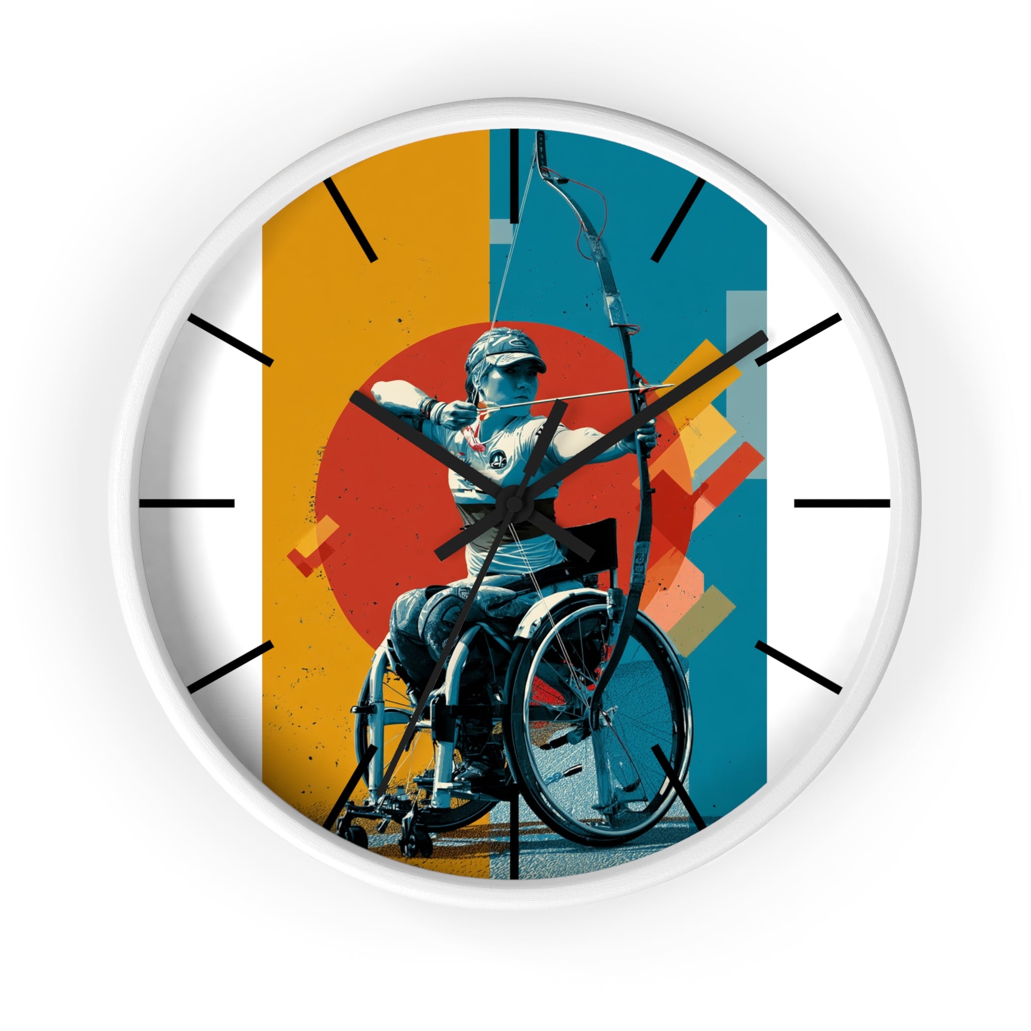 Motivational Sports Archery Wall Clock, Inspirational Decor for Athletes, Fitness Gift, Perfect for Home Gym, Competition, or Office