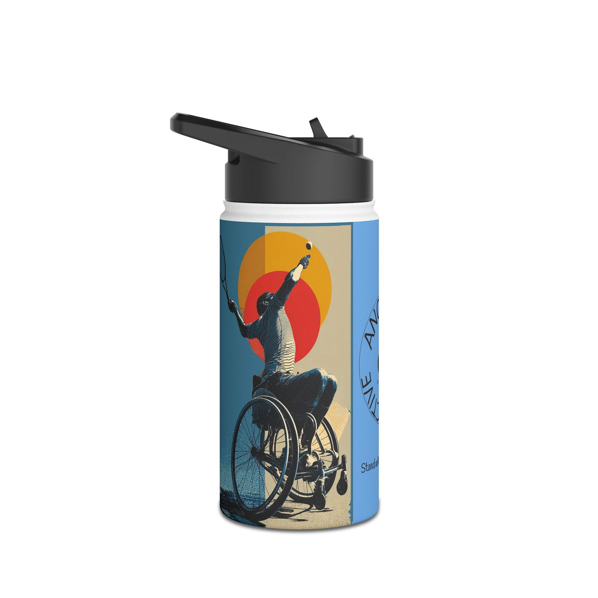 Colorful Stainless Steel Water Bottle – Para-sport Tennis Design, Eco-Friendly Hydration, Gift Idea for All Athletes, Travel Mug, Fitness Accessory