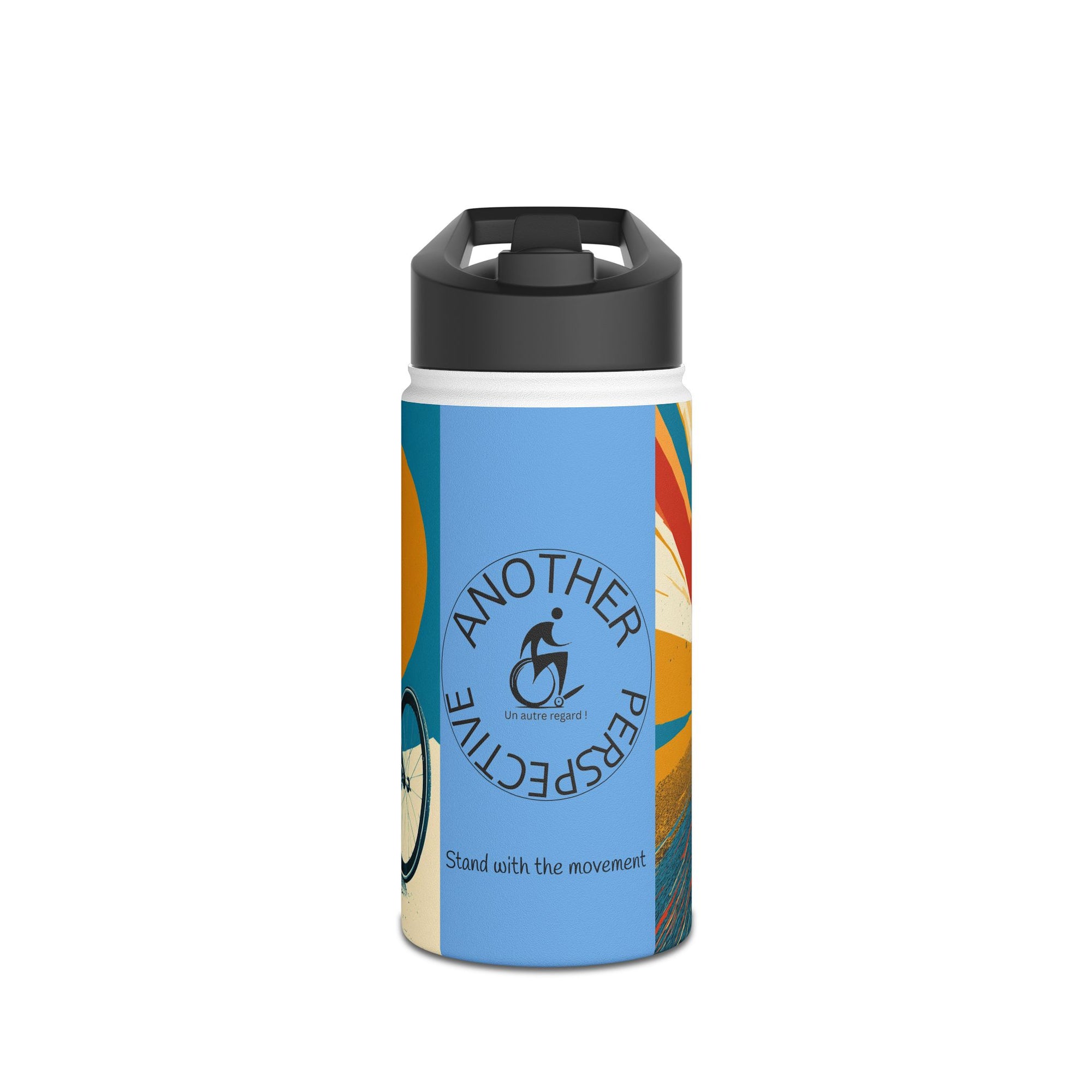 Colorful Stainless Steel Water Bottle – Para-sport Wheelchair Course Design, Eco-Friendly Hydration, Gift Idea for All Athletes, Travel Mug, Fitness Accessory