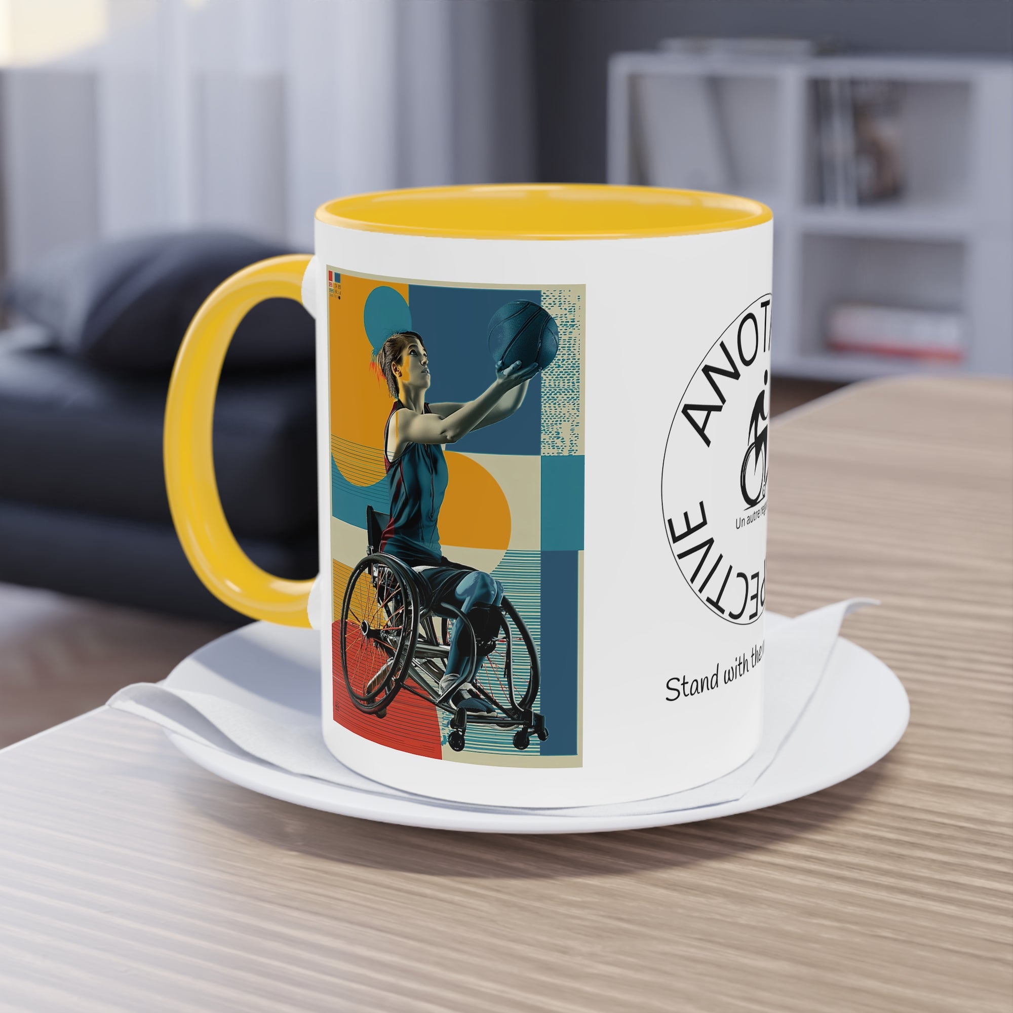 Dynamic Two-Tone Coffee Mug Basket,  Ideal Gift for Athletes, Motivational Morning Caffeine Boost, Sports Lover Cup