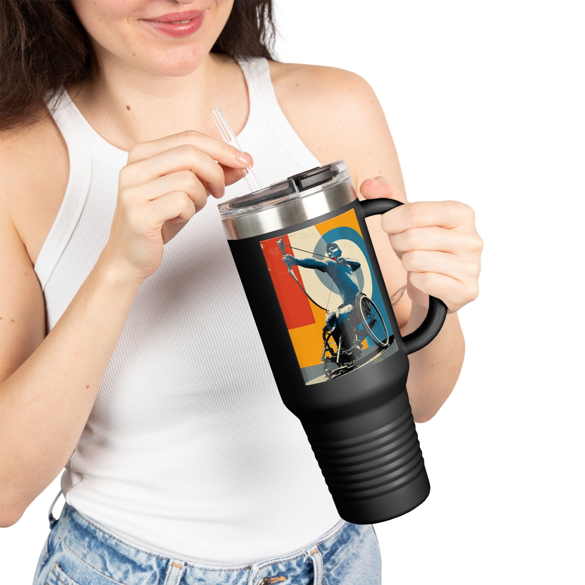 Vibrant Insulated Travel Mug for On-the-Go Coffee Lovers, Motivational Mug, Daily Hydration, Sports Enthusiast Gift