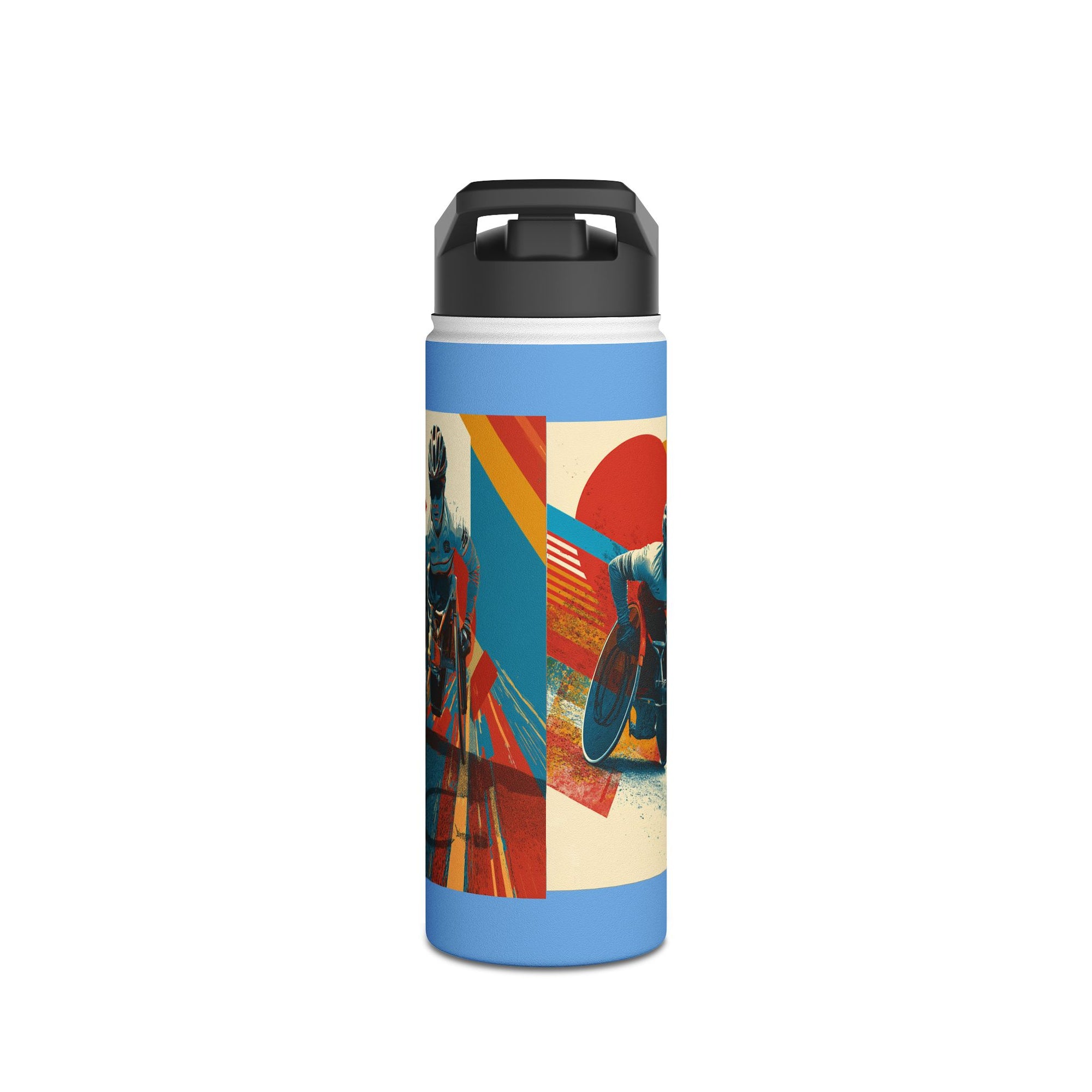 Colorful Stainless Steel Water Bottle – Para-sport Wheelchair Course Design, Eco-Friendly Hydration, Gift Idea for All Athletes, Travel Mug, Fitness Accessory