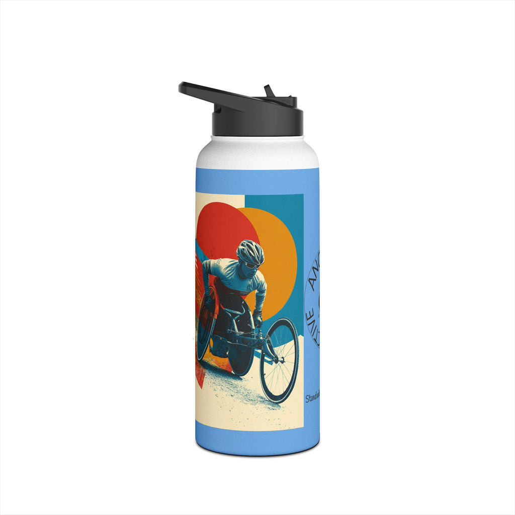 Colorful Stainless Steel Water Bottle – Para-sport Wheelchair Course Design, Eco-Friendly Hydration, Gift Idea for All Athletes, Travel Mug, Fitness Accessory