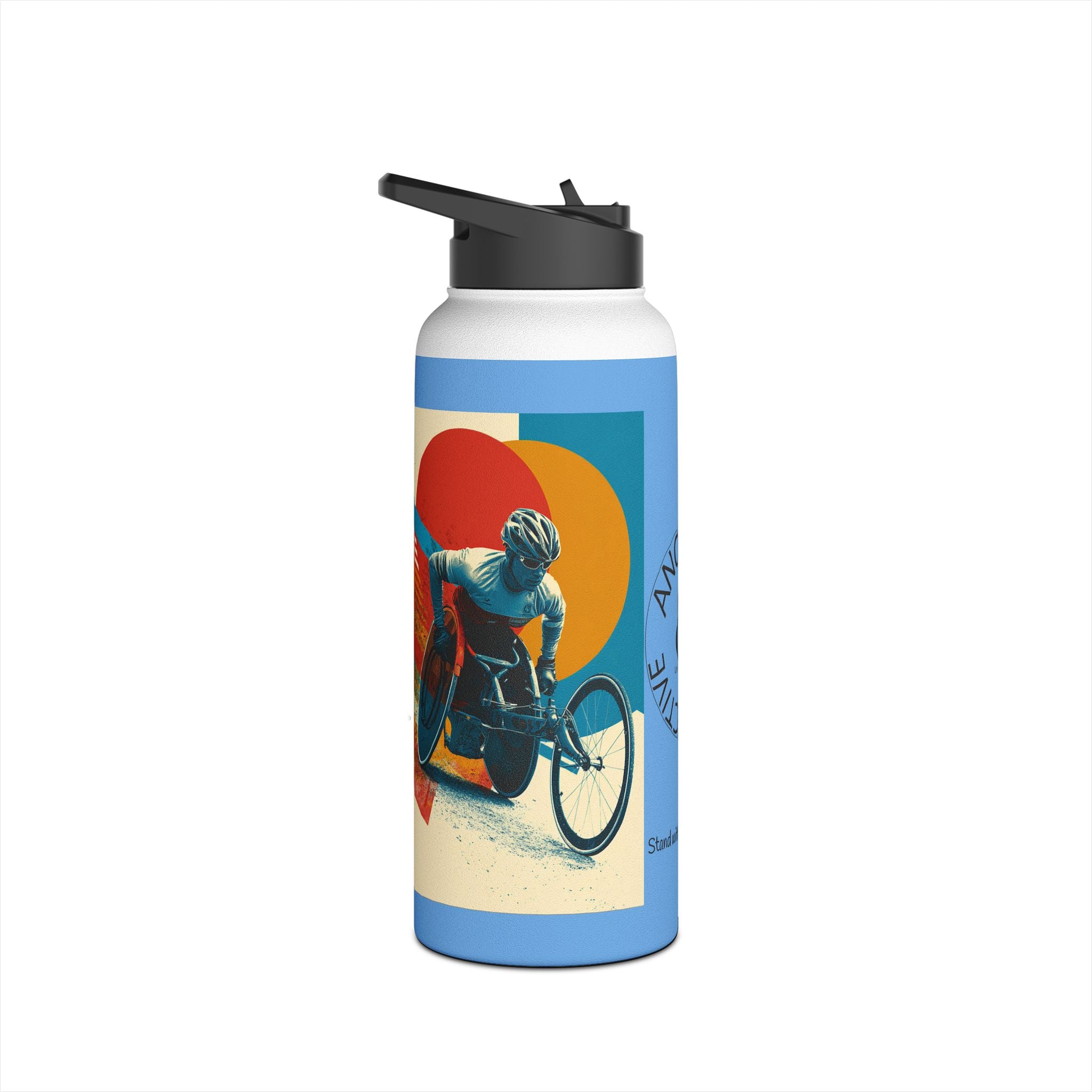 Colorful Stainless Steel Water Bottle – Para-sport Wheelchair Course Design, Eco-Friendly Hydration, Gift Idea for All Athletes, Travel Mug, Fitness Accessory