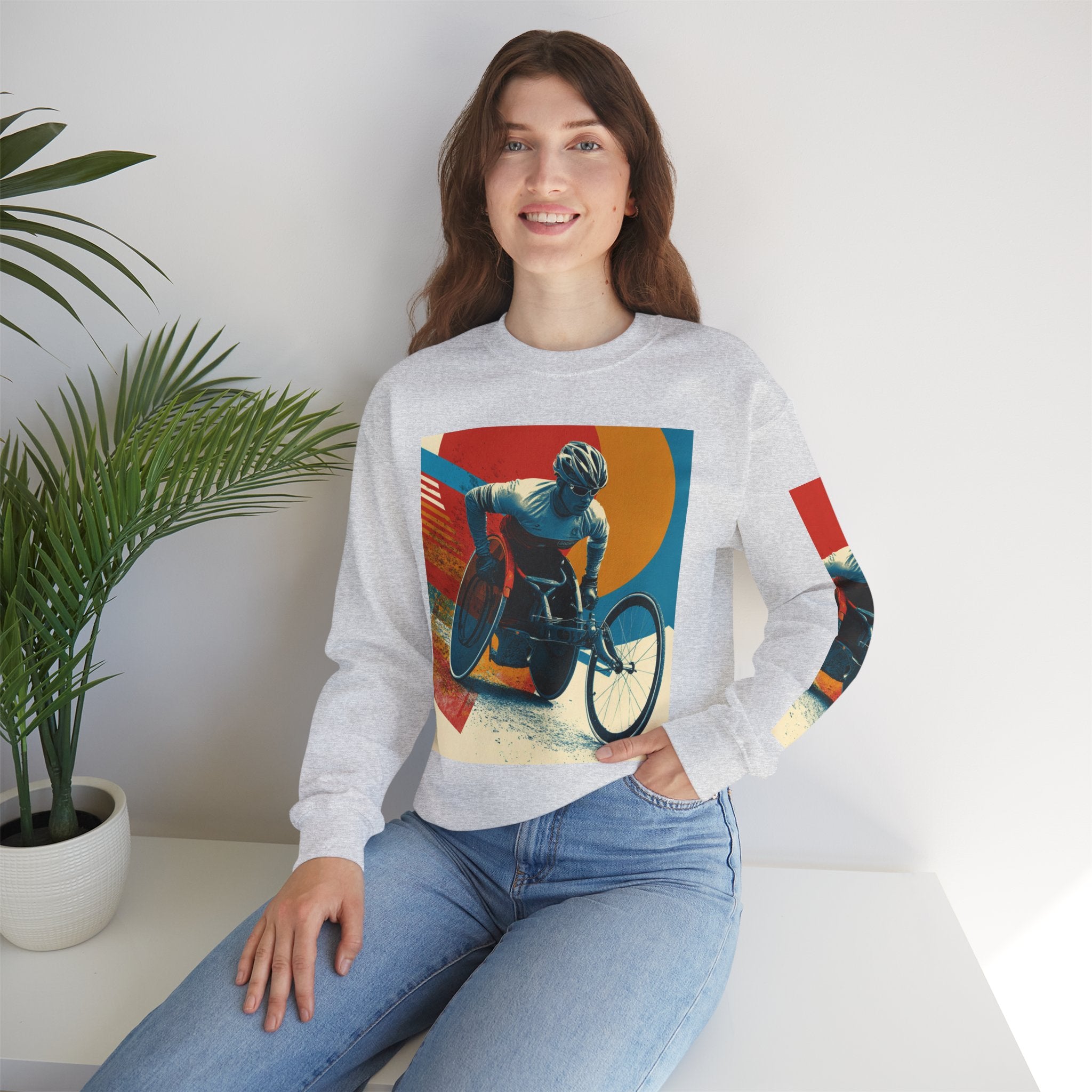 Inclusive WheelChair Course Sports Themed Sweatshirt for Empowerment, Unisex Heavy Blend Crewneck, Inspirational Gift for Activists