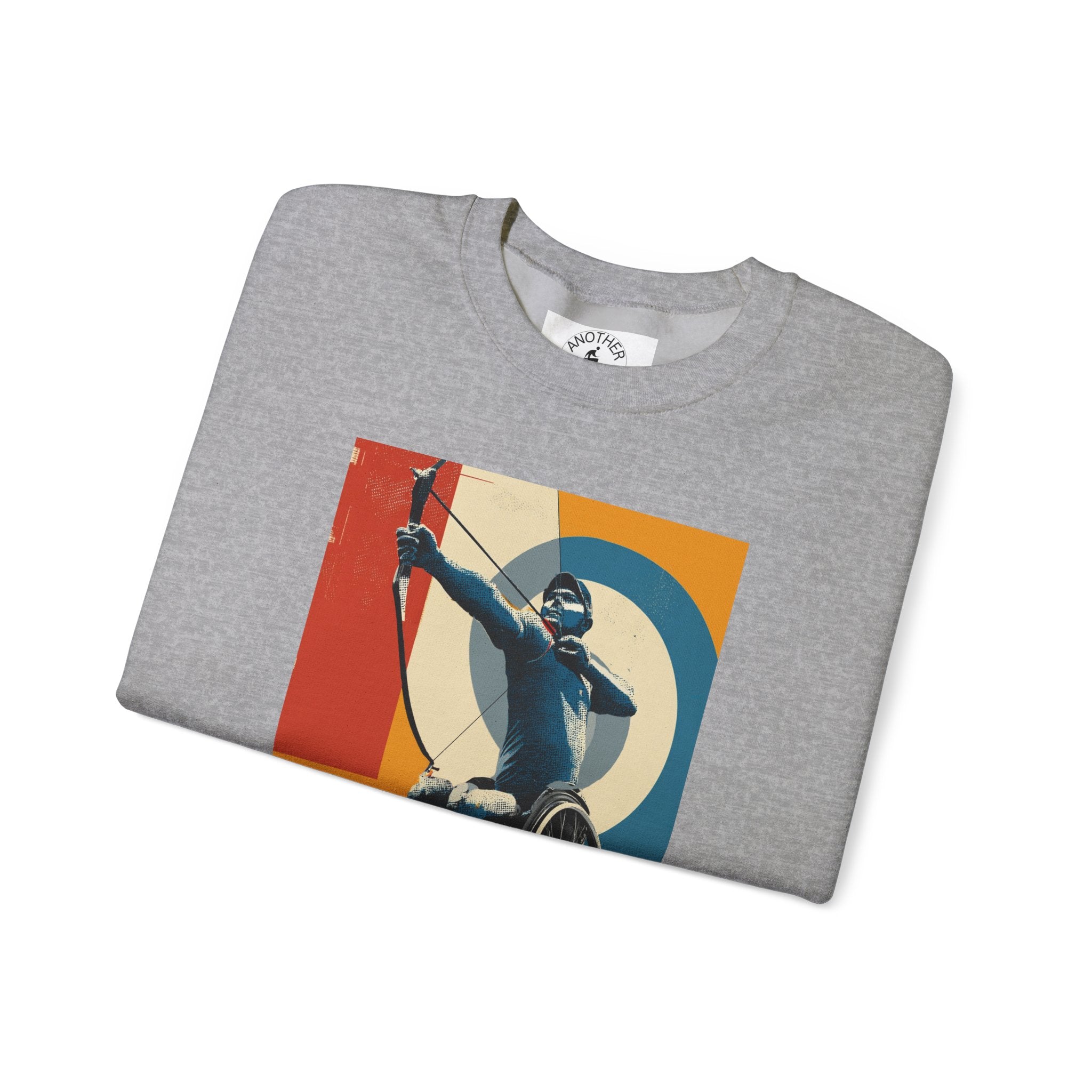 Inclusive WheelChair Archery Sports Themed Sweatshirt for Empowerment, Unisex Heavy Blend Crewneck, Inspirational Gift for Activists