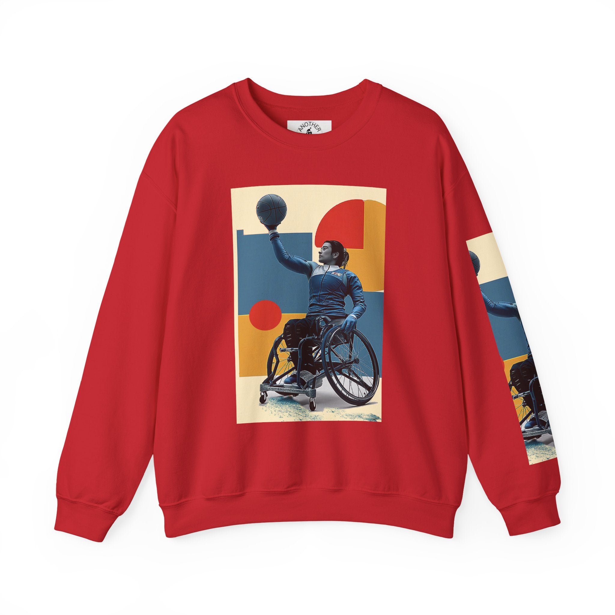 Inclusive WheelChair Basket Sports Themed Sweatshirt for Empowerment, Unisex Heavy Blend Crewneck, Inspirational Gift for Activists