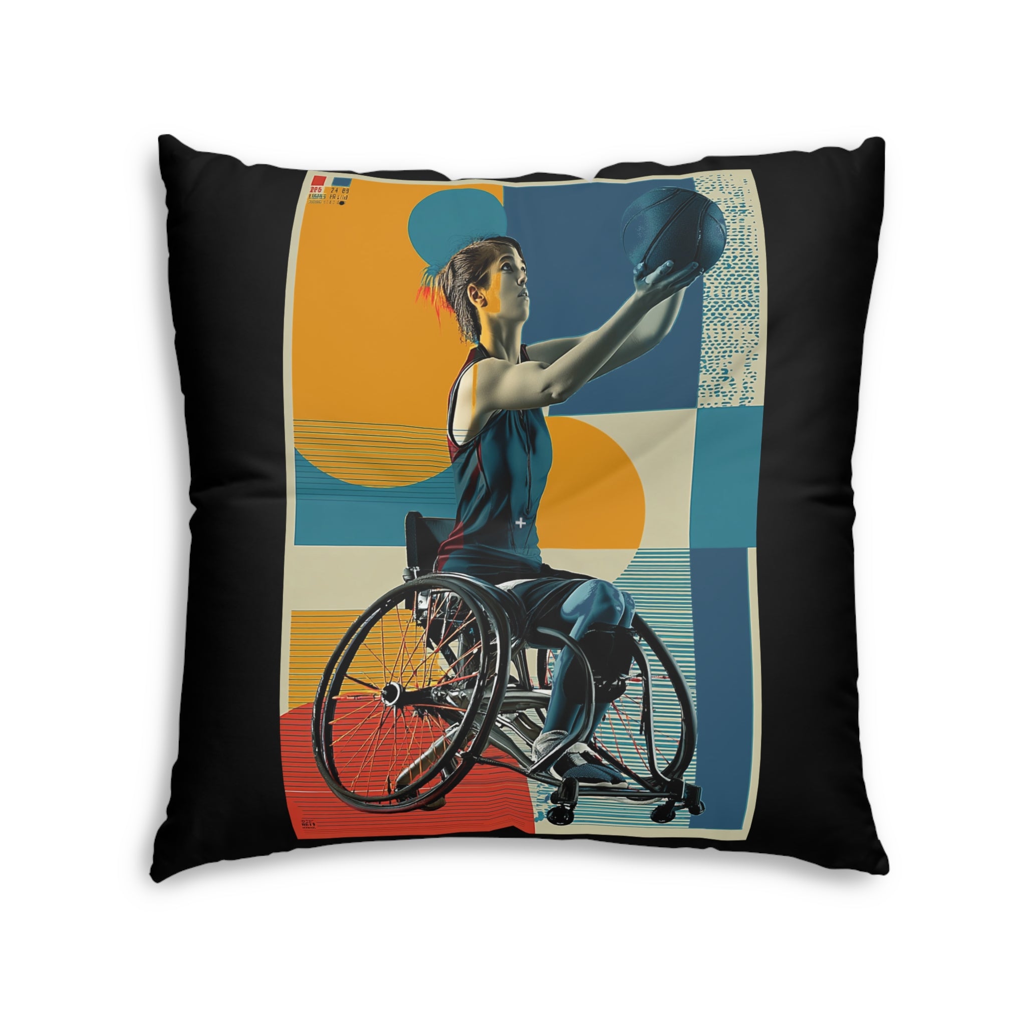 Dynamic Tufted Floor Pillow, Sports Course Decor, Active Lifestyle Cushion, Athlete Gift, Home Accent, Modern Throw Pillow