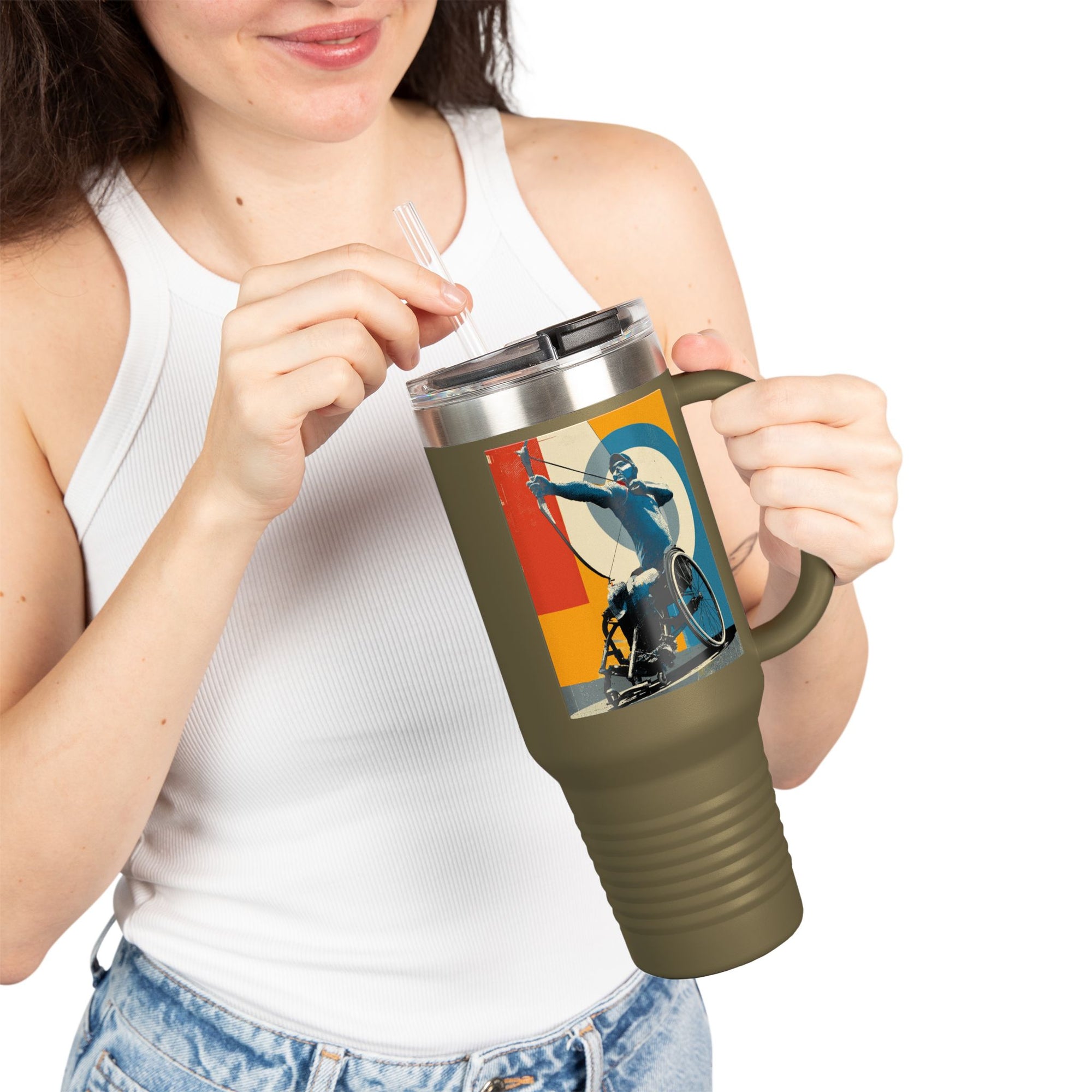 Vibrant Insulated Travel Mug for On-the-Go Coffee Lovers, Motivational Mug, Daily Hydration, Sports Enthusiast Gift