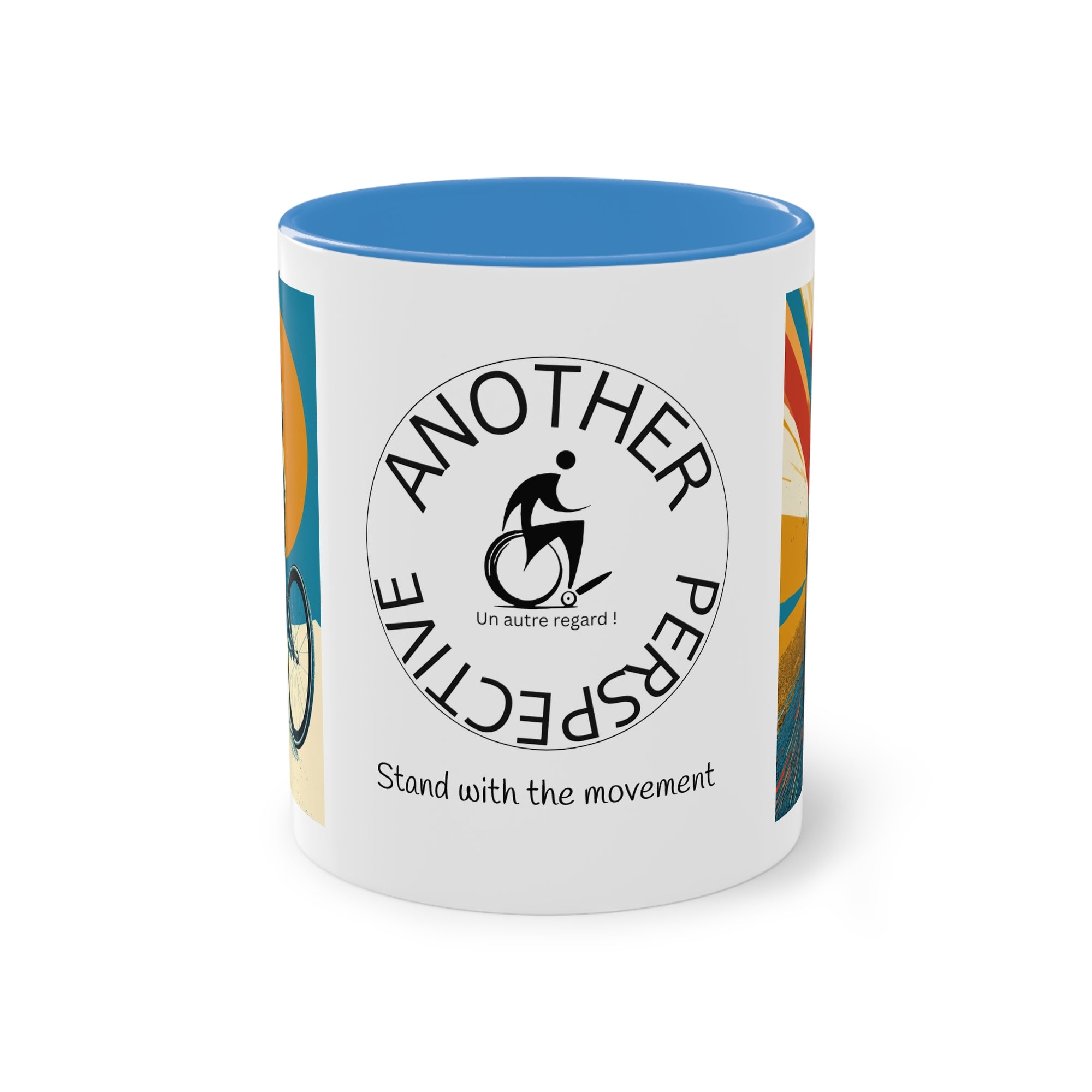 Dynamic Two-Tone Coffee Mug Wheelchair, Race-inspired Drinkware, Ideal Gift for Athletes, Motivational Morning Caffeine Boost, Sports Lover Cup