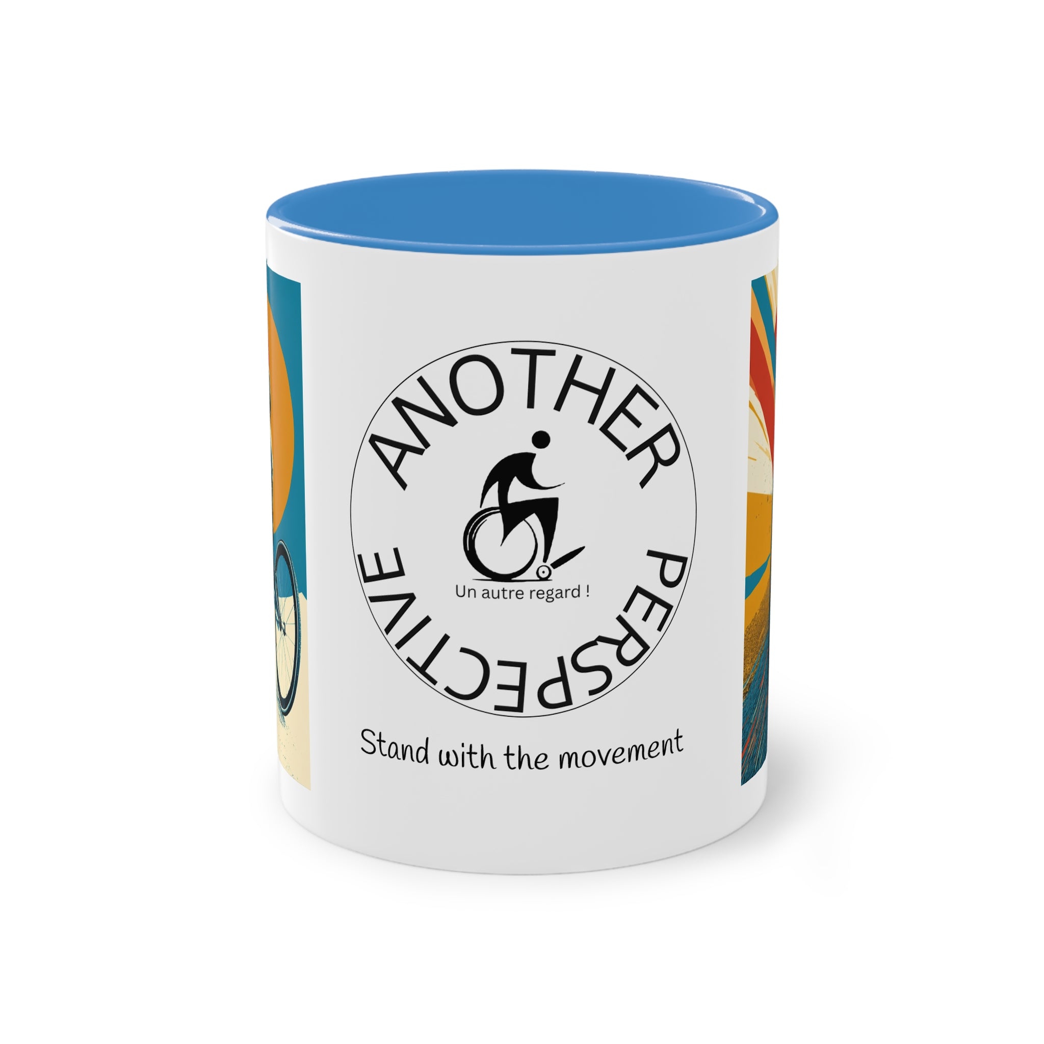 Dynamic Two-Tone Coffee Mug Wheelchair, Race-inspired Drinkware, Ideal Gift for Athletes, Motivational Morning Caffeine Boost, Sports Lover Cup