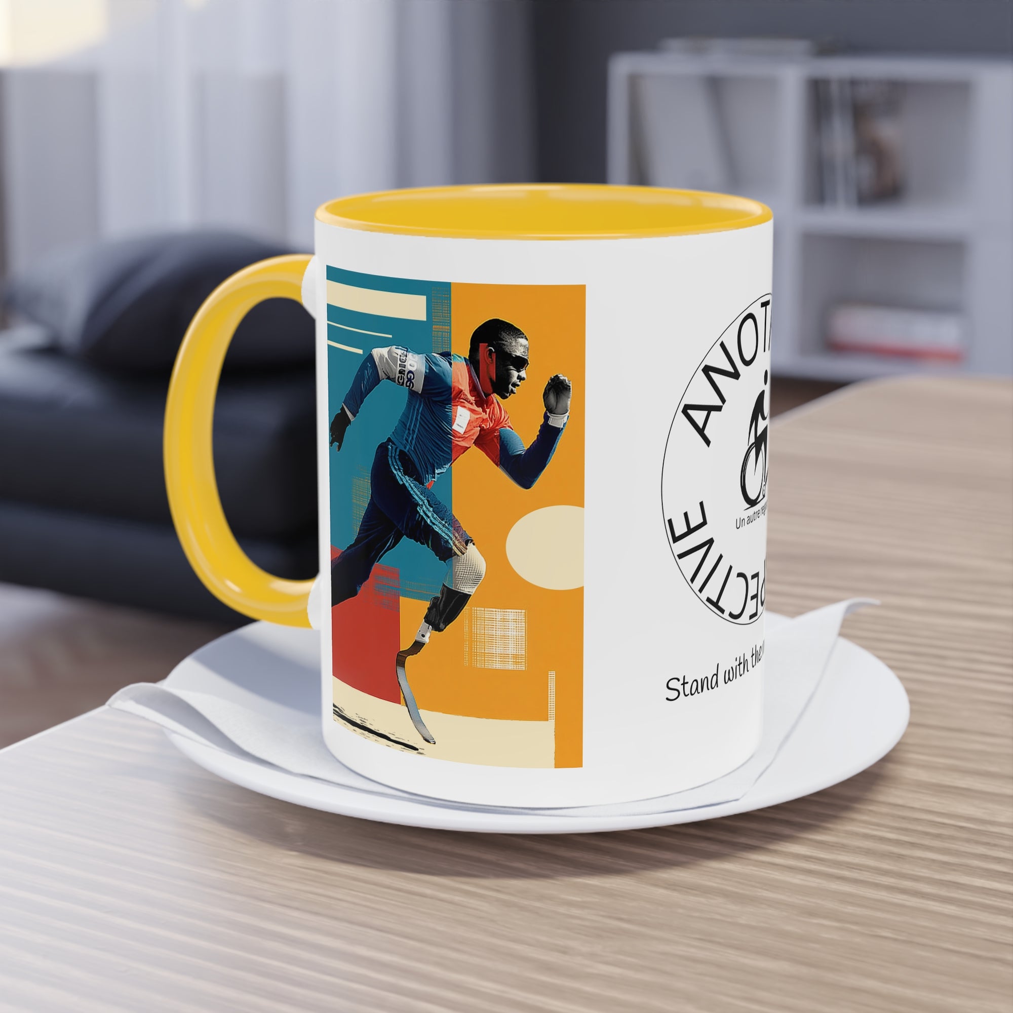 Dynamic Two-Tone Coffee Mug Course, Drinkware, Ideal Gift for Athletes, Motivational Morning Caffeine Boost, Sports Lover Cup