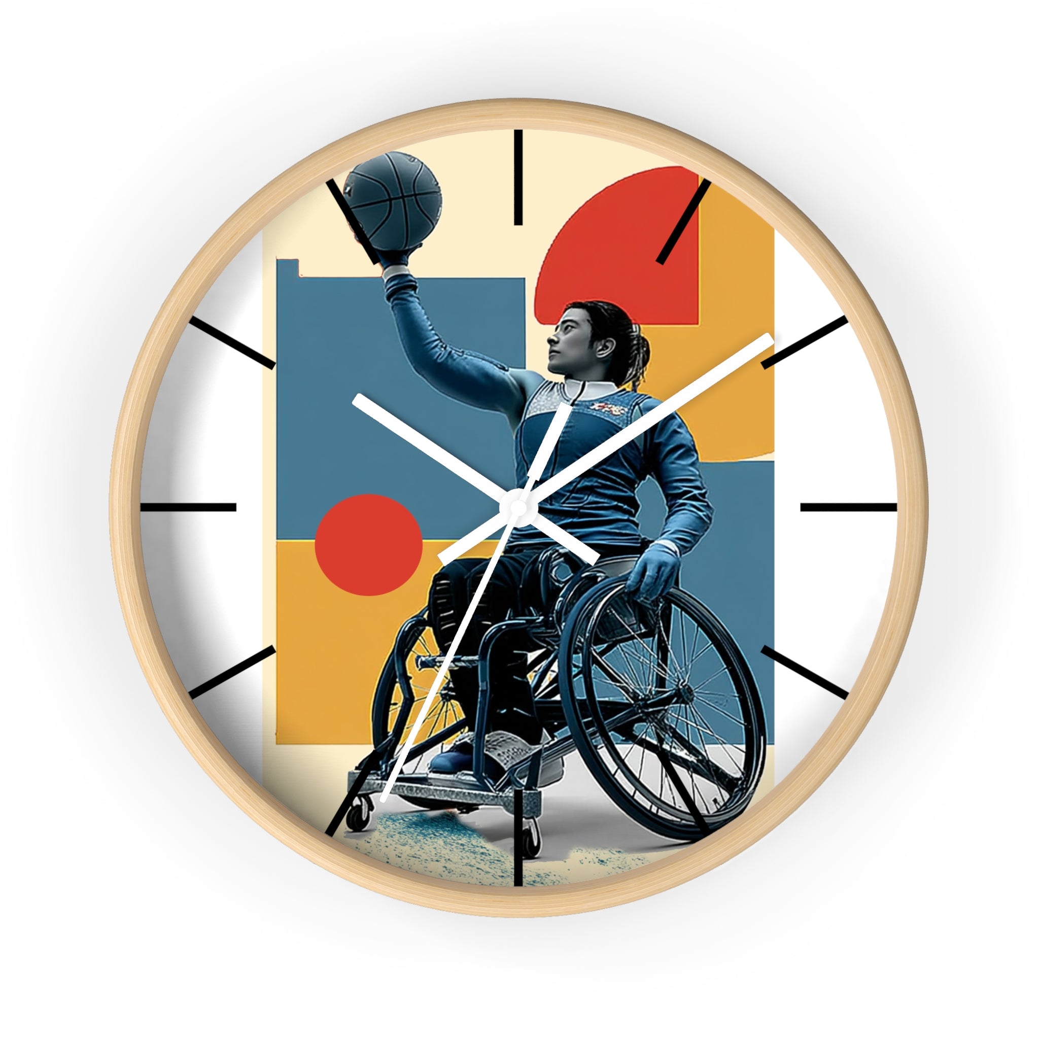 Motivational Sports Basket Wall Clock, Inspirational Decor for Athletes, Fitness Gift, Perfect for Home Gym, Competition, or Office