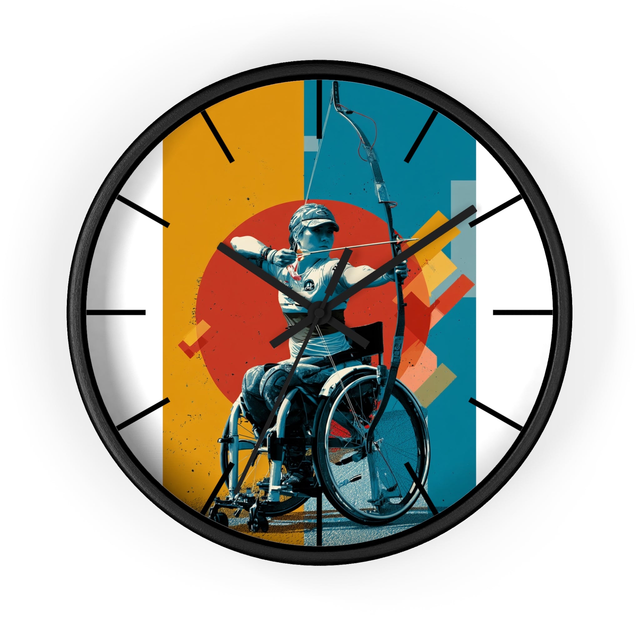 Motivational Sports Archery Wall Clock, Inspirational Decor for Athletes, Fitness Gift, Perfect for Home Gym, Competition, or Office