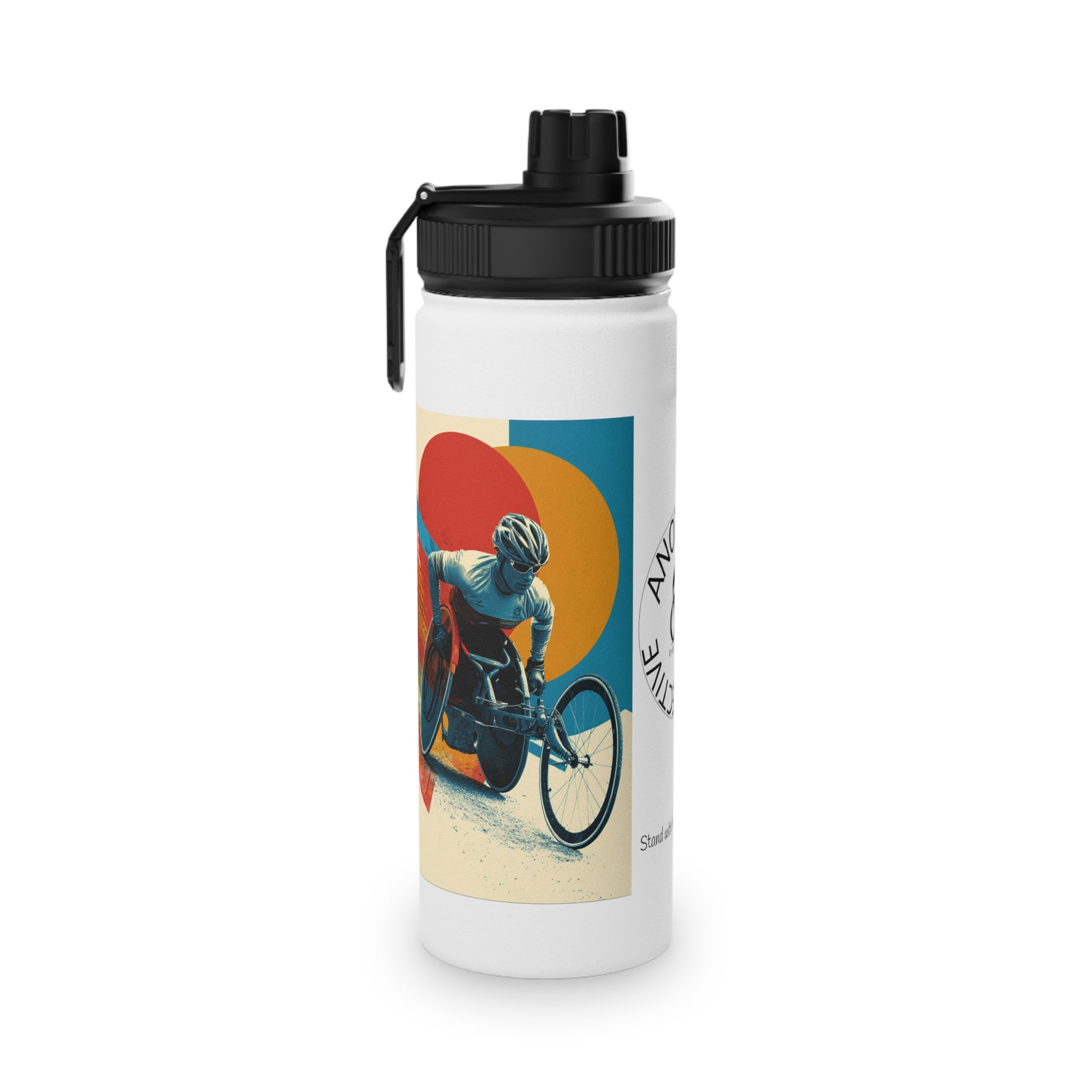 Vibrant Wheelchair Water Bottle , Stainless Steel Sports Bottle, Eco-Friendly Hydration, Outdoor Adventure Gear, Unique Gift for Cyclists