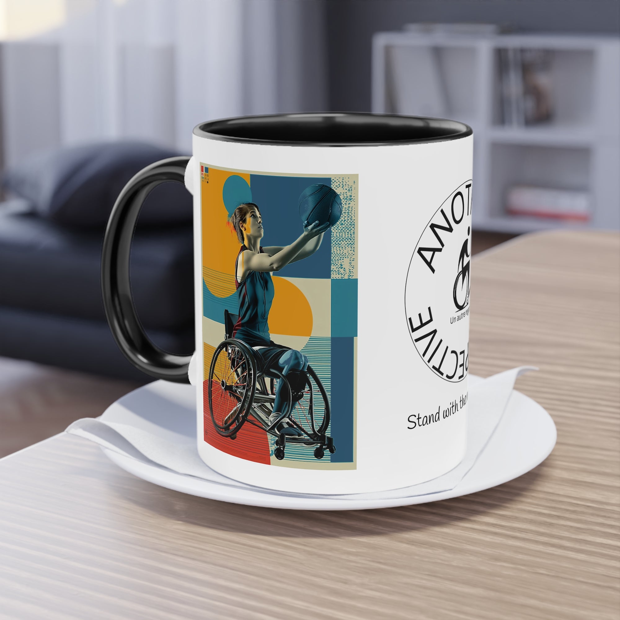 Dynamic Two-Tone Coffee Mug Basket,  Ideal Gift for Athletes, Motivational Morning Caffeine Boost, Sports Lover Cup