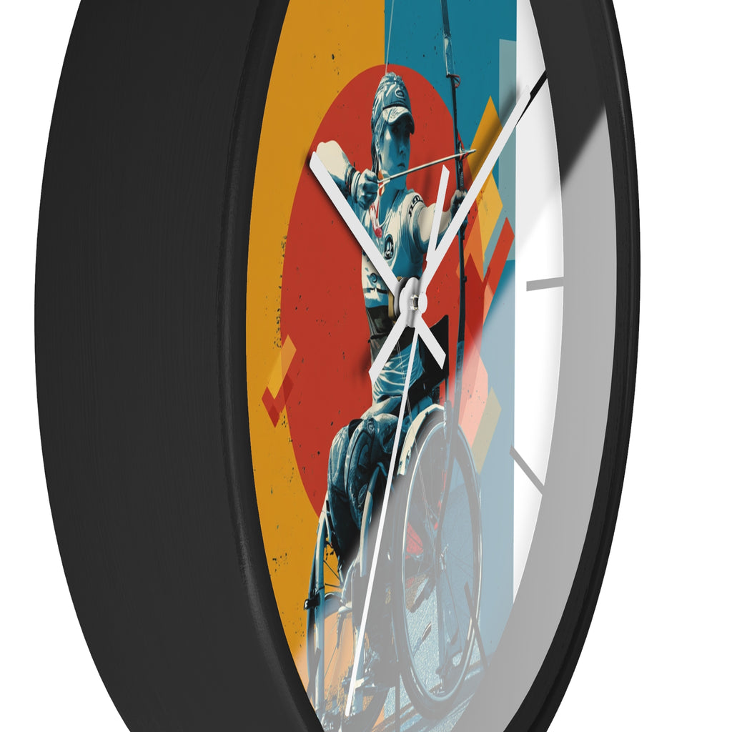 Motivational Sports Archery Wall Clock, Inspirational Decor for Athletes, Fitness Gift, Perfect for Home Gym, Competition, or Office