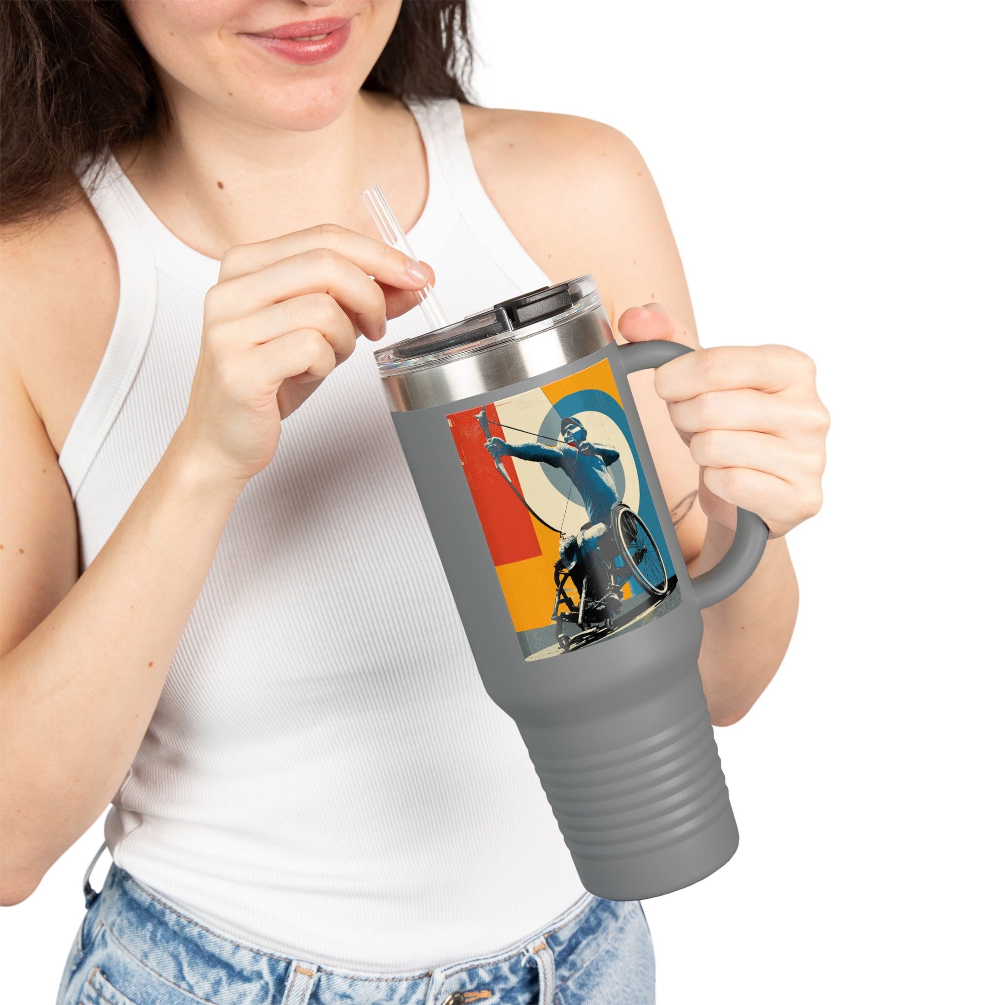 Vibrant Insulated Travel Mug for On-the-Go Coffee Lovers, Motivational Mug, Daily Hydration, Sports Enthusiast Gift