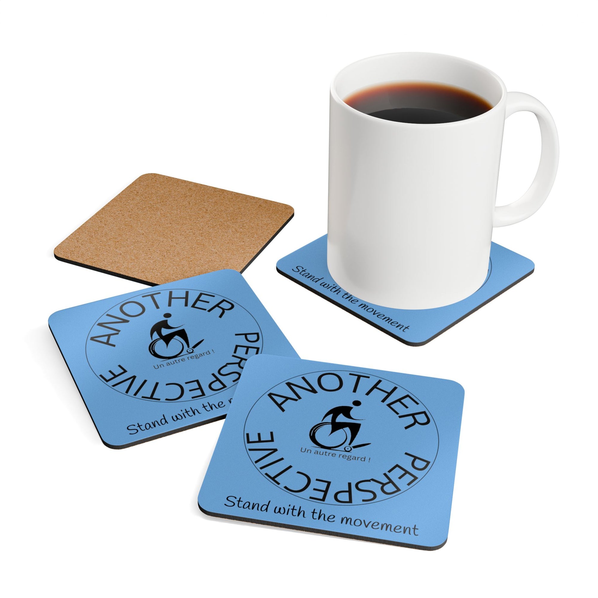 Corkwood Coaster Set - Eco-Friendly Drink Coasters, Perfect for Gifts, Home Decor, and Events, 'Stand with the Movement'
