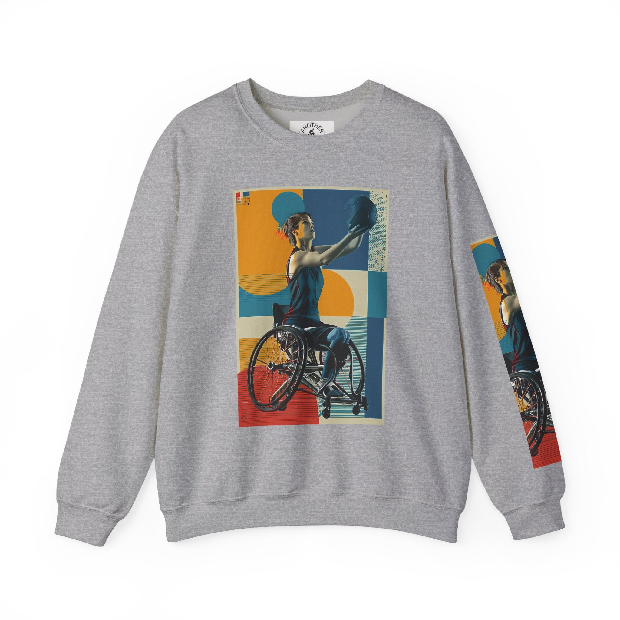Inclusive WheelChair Basket Sports Themed Sweatshirt for Empowerment, Unisex Heavy Blend Crewneck, Inspirational Gift for Activists