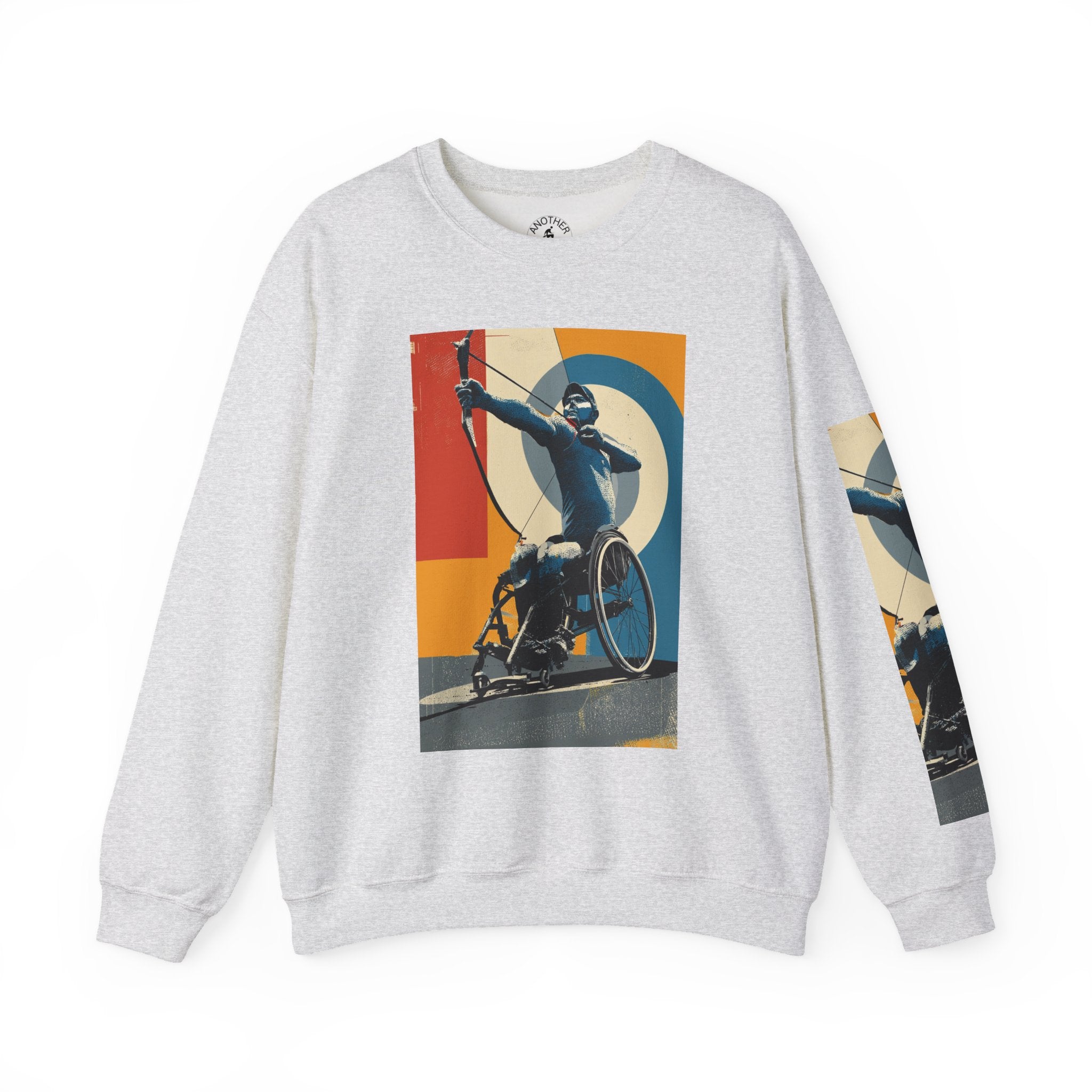 Inclusive WheelChair Archery Sports Themed Sweatshirt for Empowerment, Unisex Heavy Blend Crewneck, Inspirational Gift for Activists