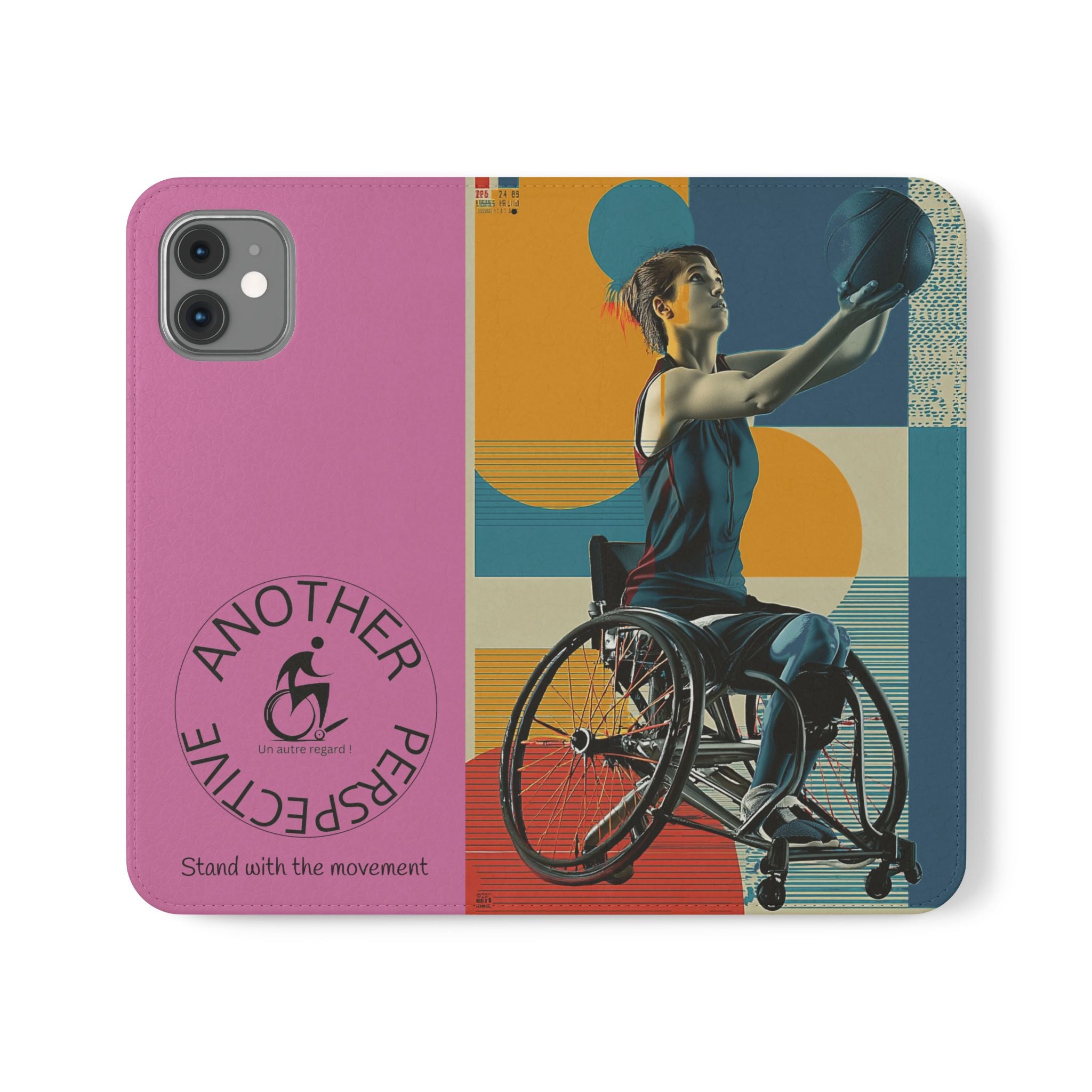 Sporty Flip Case for Wheelchair Basket Athletes, Phone Cover, Active Lifestyle Accessory, Gift for Sports Lovers, Personalized Case