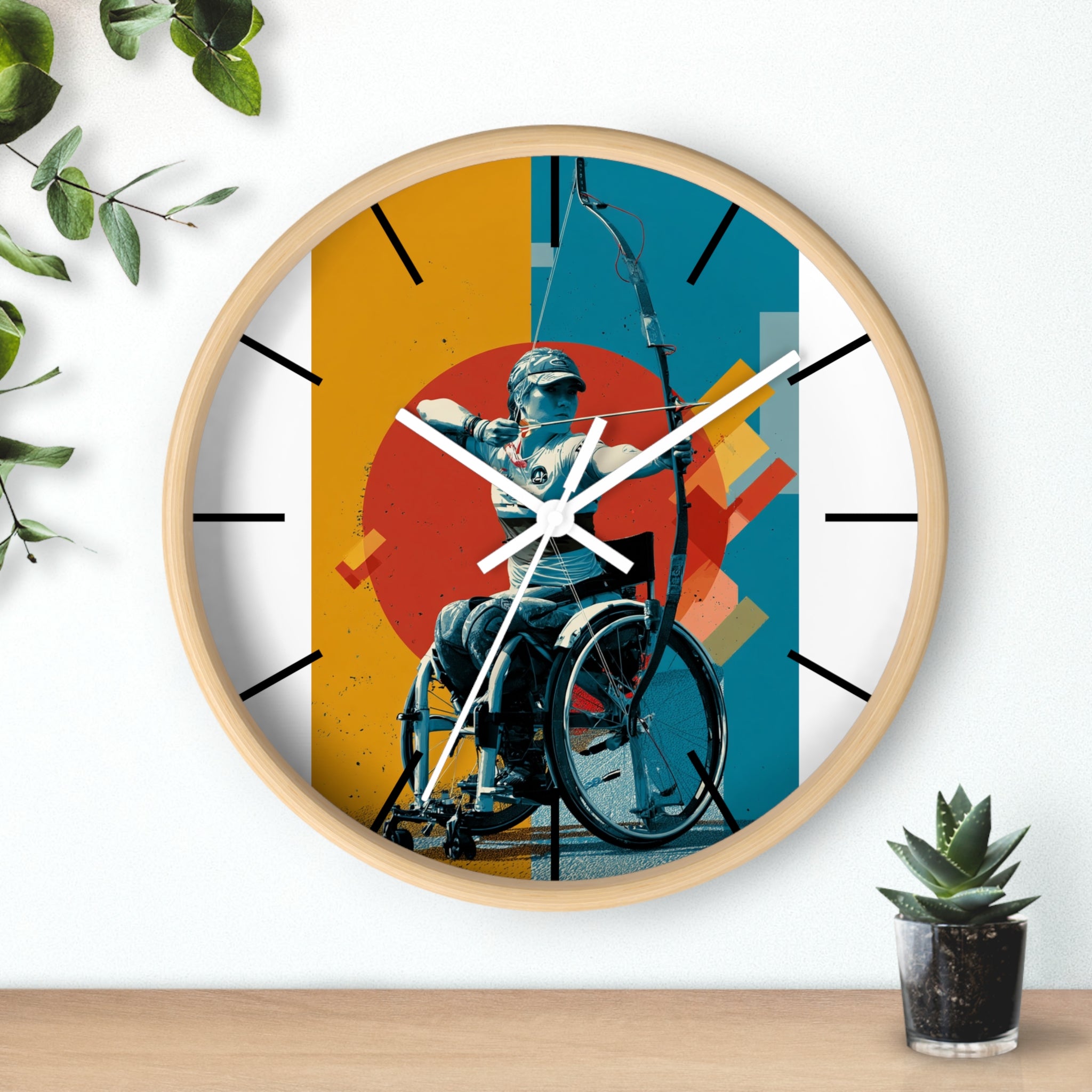 Motivational Sports Archery Wall Clock, Inspirational Decor for Athletes, Fitness Gift, Perfect for Home Gym, Competition, or Office