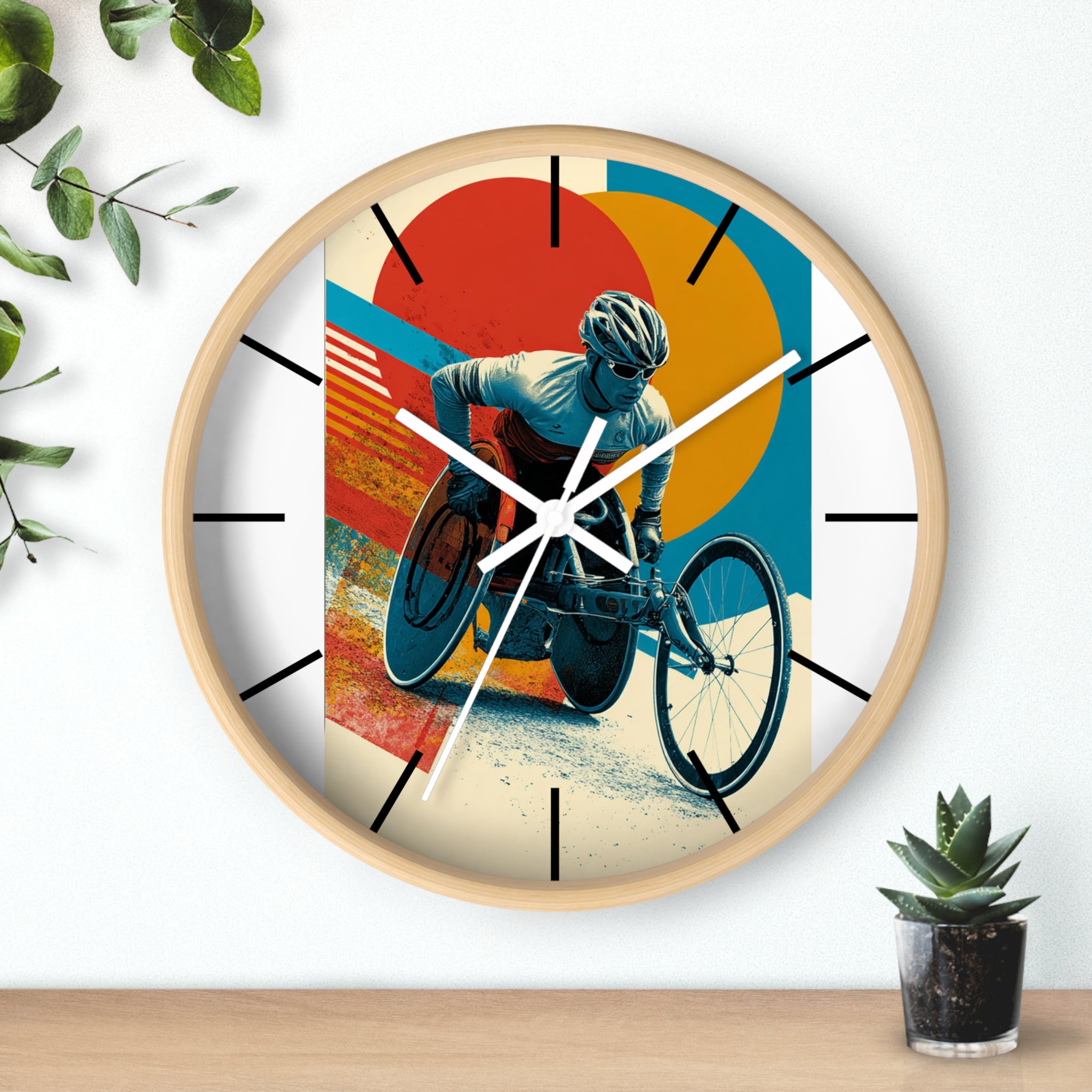 Motivational Wheelchair Sports Wall Clock, Inspirational Decor for Athletes, Fitness Gift, Perfect for Home Gym, Competition, or Office