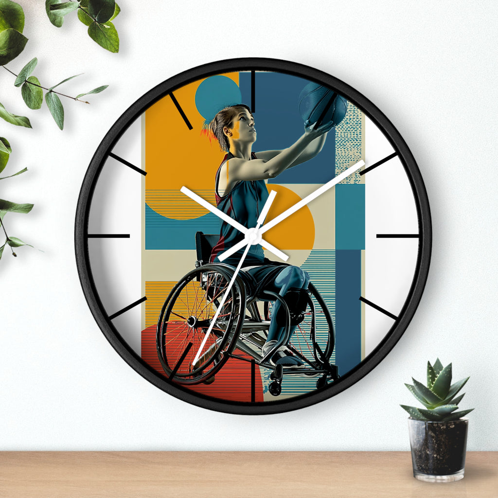 Motivational Sports Basket Wall Clock, Inspirational Decor for Athletes, Fitness Gift, Perfect for Home Gym, Competition, or Office