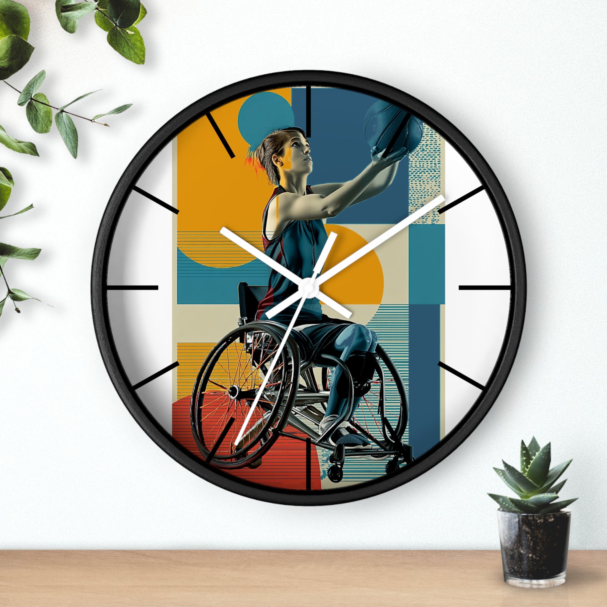 Motivational Sports Basket Wall Clock, Inspirational Decor for Athletes, Fitness Gift, Perfect for Home Gym, Competition, or Office