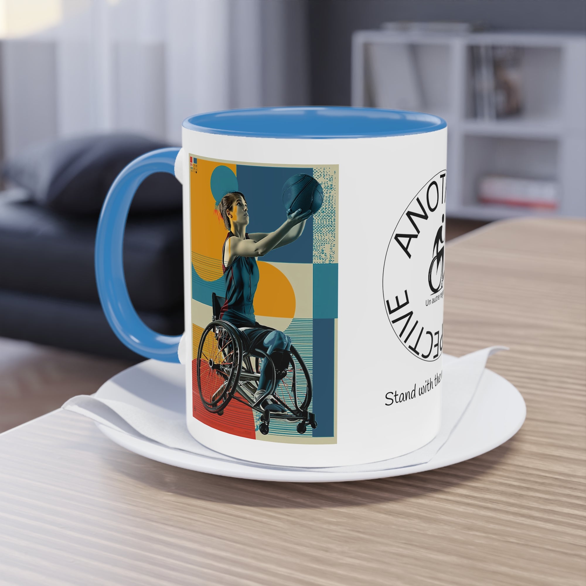 Dynamic Two-Tone Coffee Mug Basket,  Ideal Gift for Athletes, Motivational Morning Caffeine Boost, Sports Lover Cup