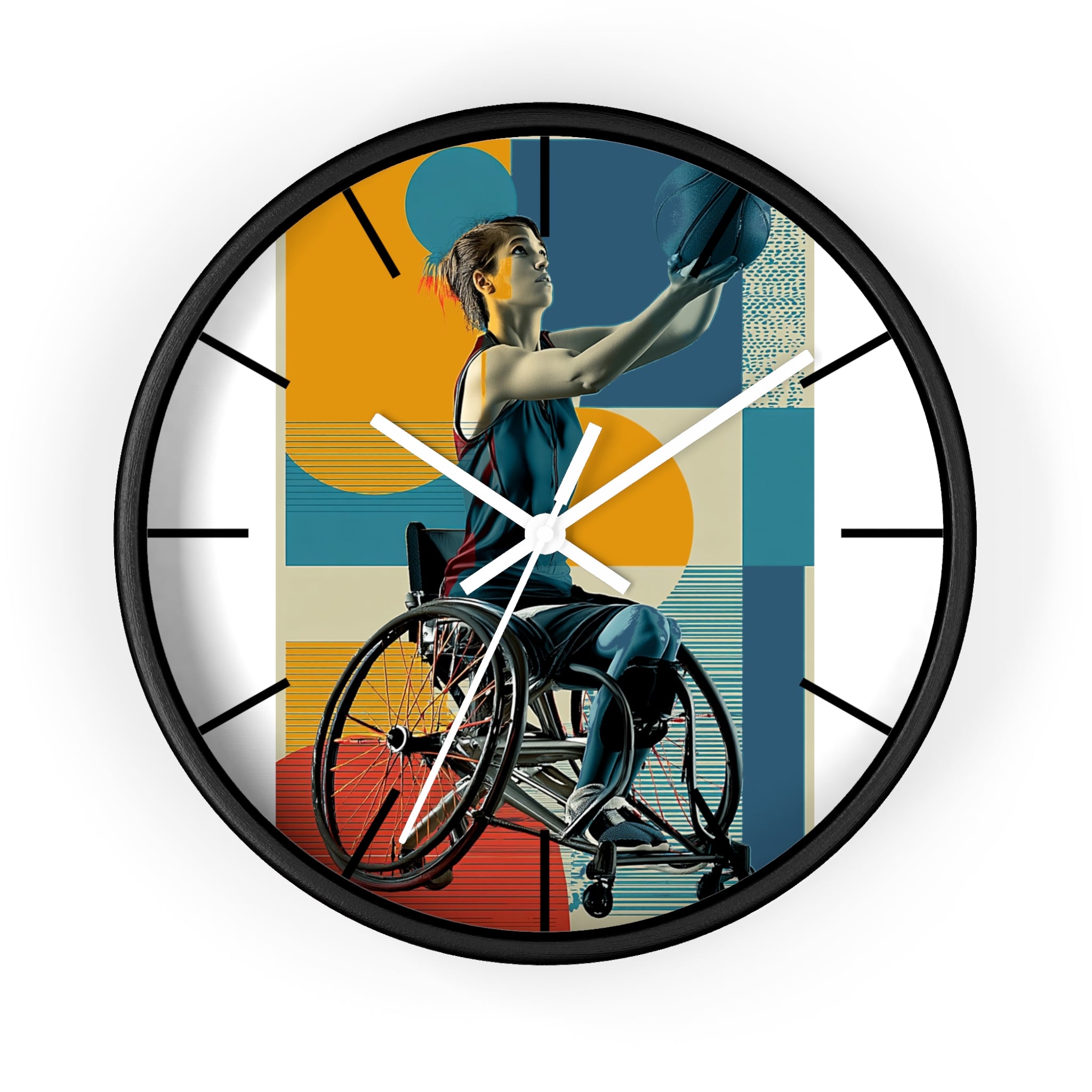 Motivational Sports Basket Wall Clock, Inspirational Decor for Athletes, Fitness Gift, Perfect for Home Gym, Competition, or Office