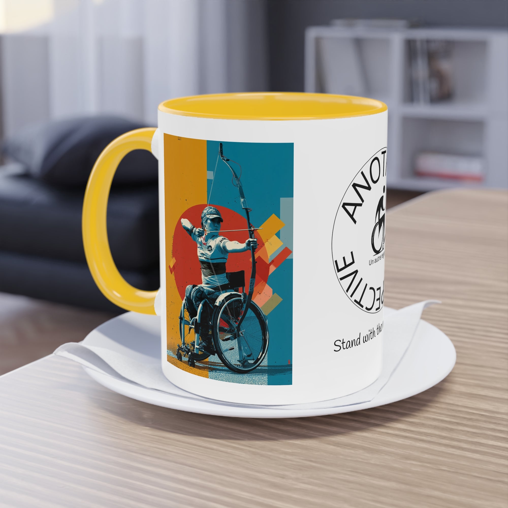 Dynamic Two-Tone Coffee Mug Archery,  Ideal Gift for Athletes, Motivational Morning Caffeine Boost, Sports Lover Cup