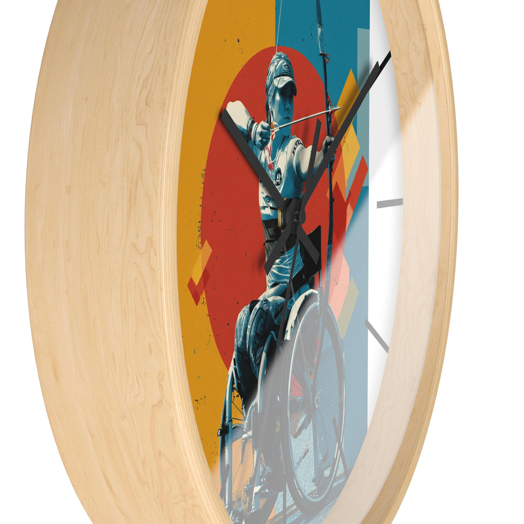 Motivational Sports Archery Wall Clock, Inspirational Decor for Athletes, Fitness Gift, Perfect for Home Gym, Competition, or Office