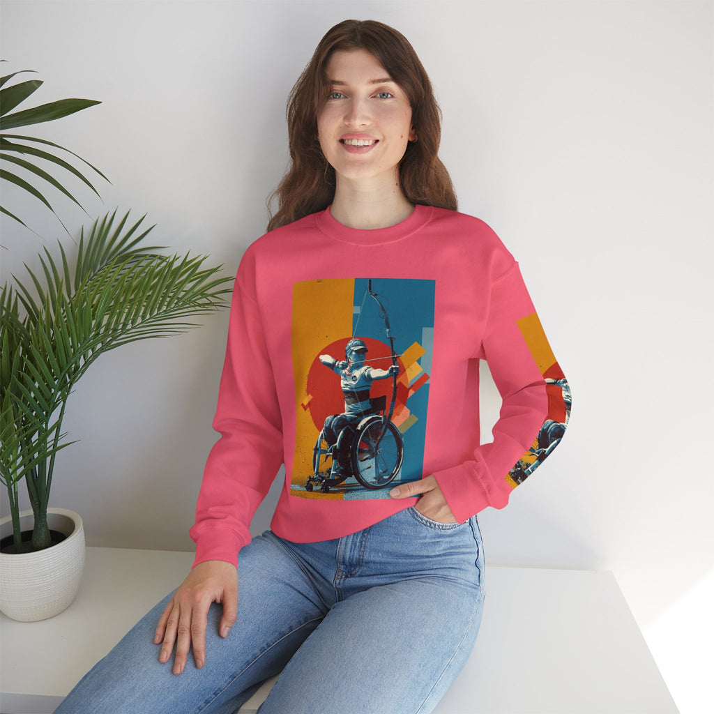 nclusive WheelChair Archery Sports Themed Sweatshirt for Empowerment, Unisex Heavy Blend Crewneck, Inspirational Gift for Activists
